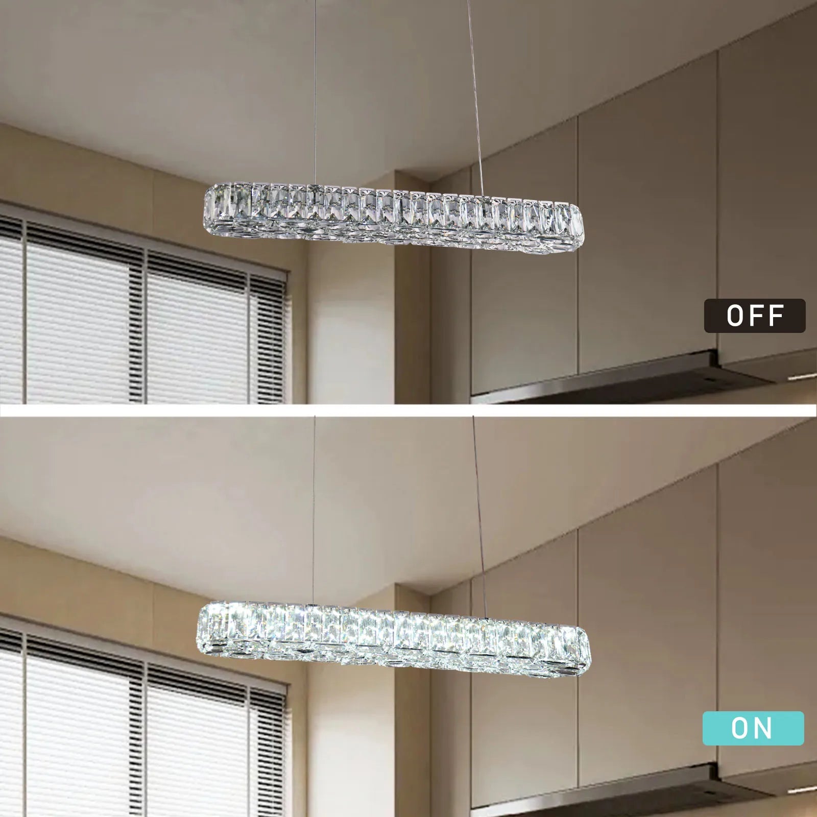 Modern Luxury Designer Crystal Pendant Light Dimmable Hanging Lighting for Kitchen Island and Bedroom Ceiling Lamps