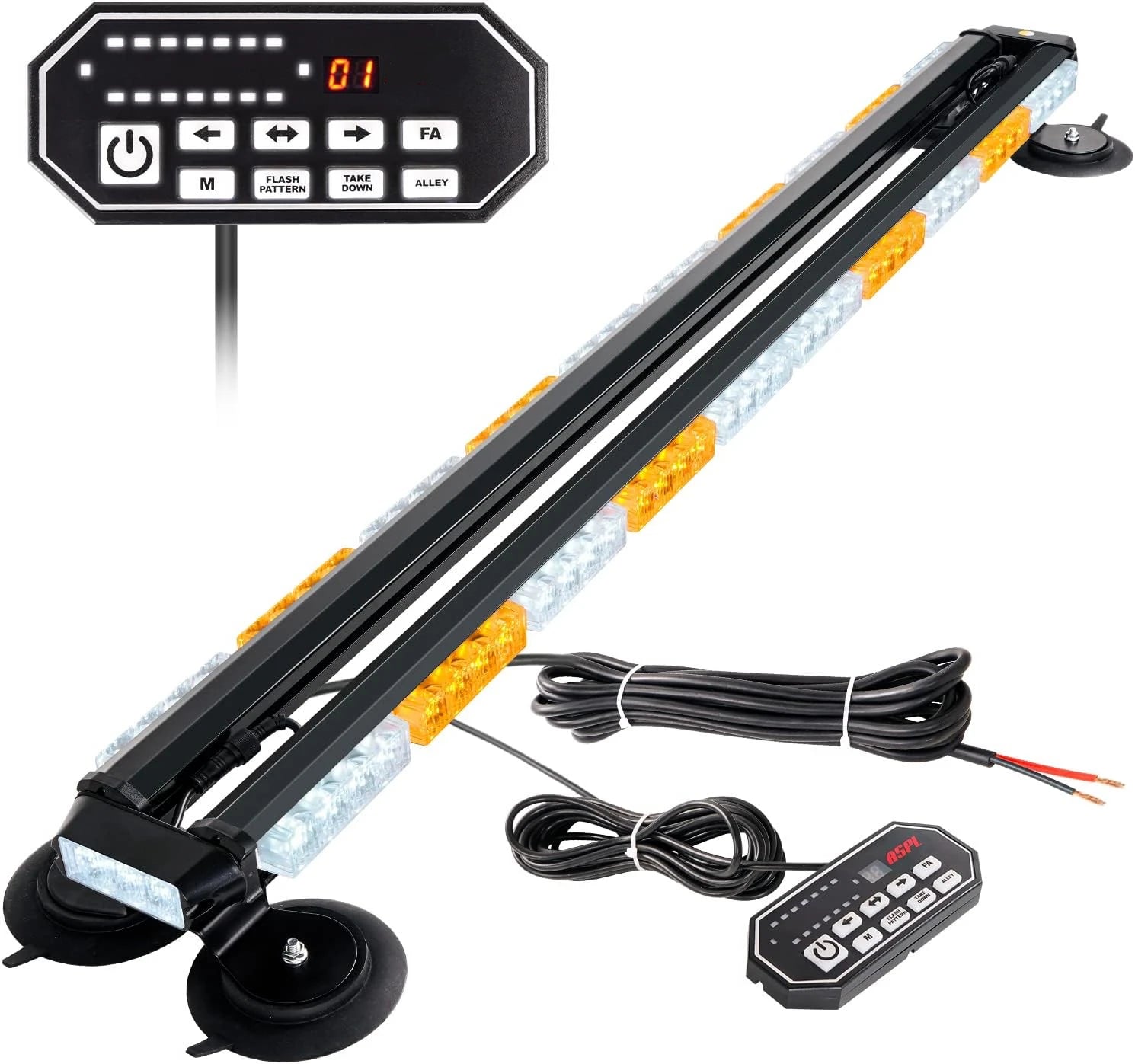 47.1" Emergency Strobe Lights Bar with Control Double Side 86 LED Warning Light with 28 Strong Magnets Traffic Advisor