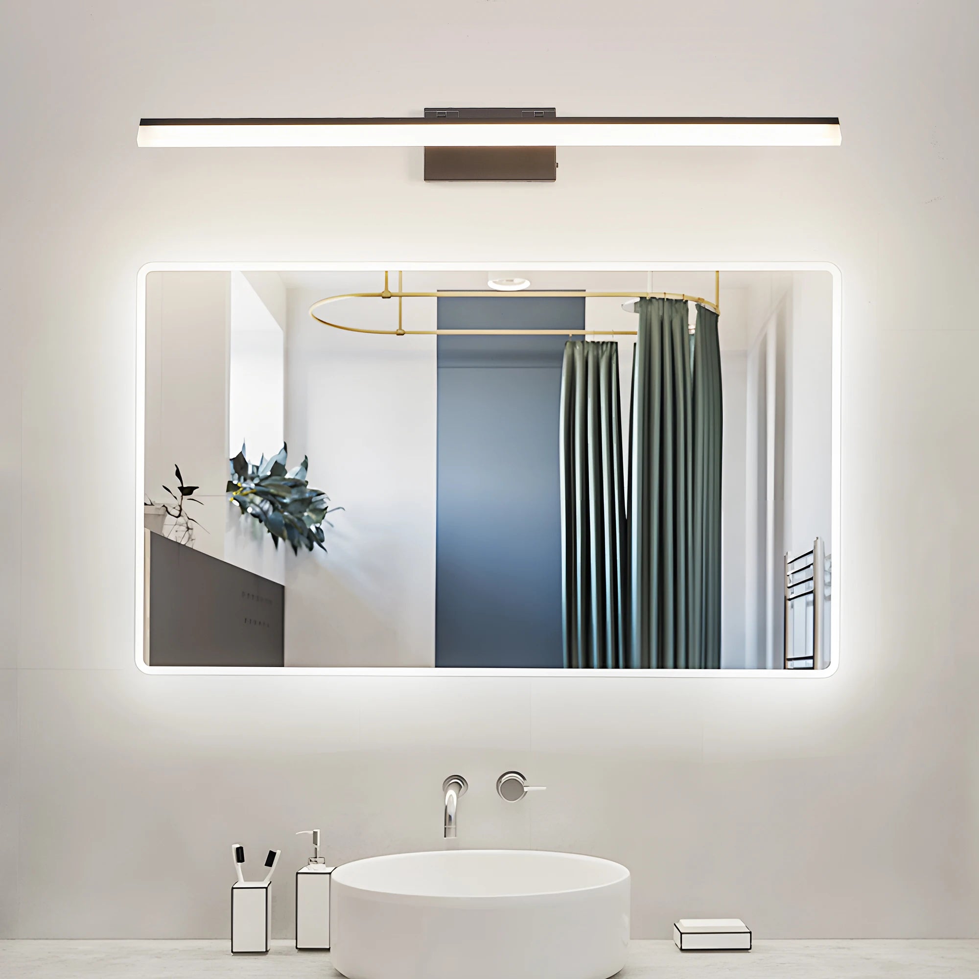 Ship in USA,43 Inch Modern LED Bathroom Vanity Light,Sleek Black Metal Wall Light for Mirror, Dressing Room or Sink Area