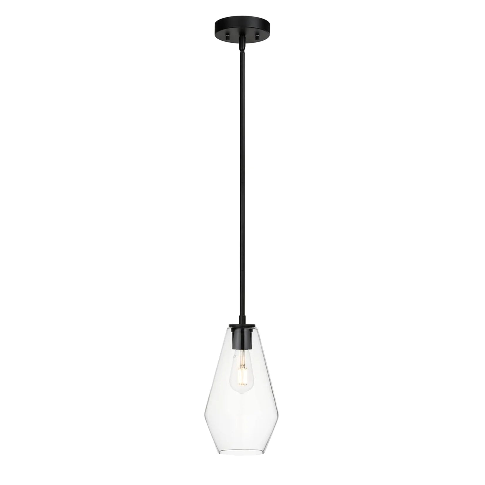 Glass Pendant Lighting Modern 1 Light Kitchen Pendant Light Fixture Black Adjustable Pendant Lamp for Kitchen Island Dining
