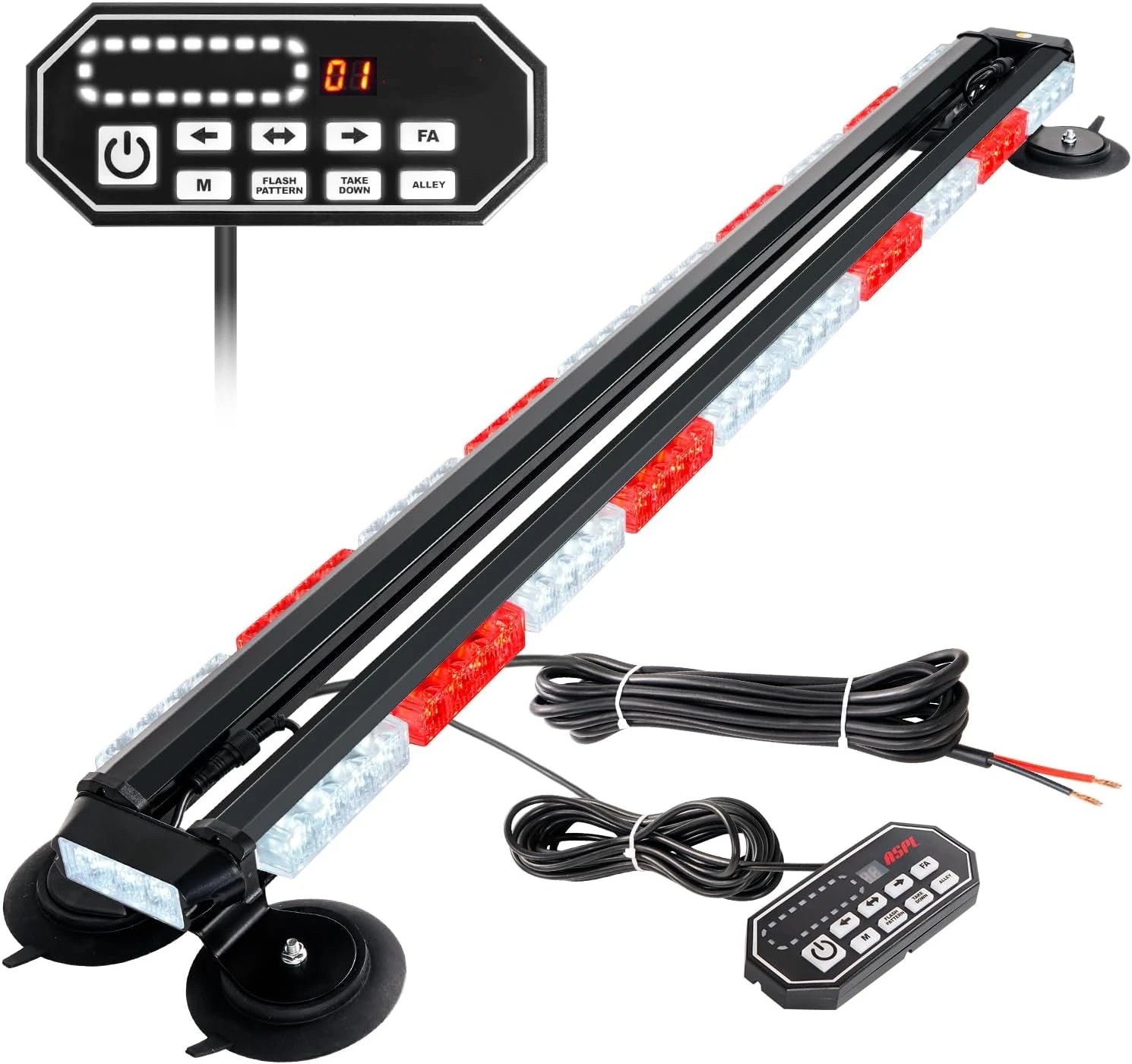 47.1" Emergency Strobe Lights Bar with Control Double Side 86 LED Warning Light with 28 Strong Magnets Traffic Advisor