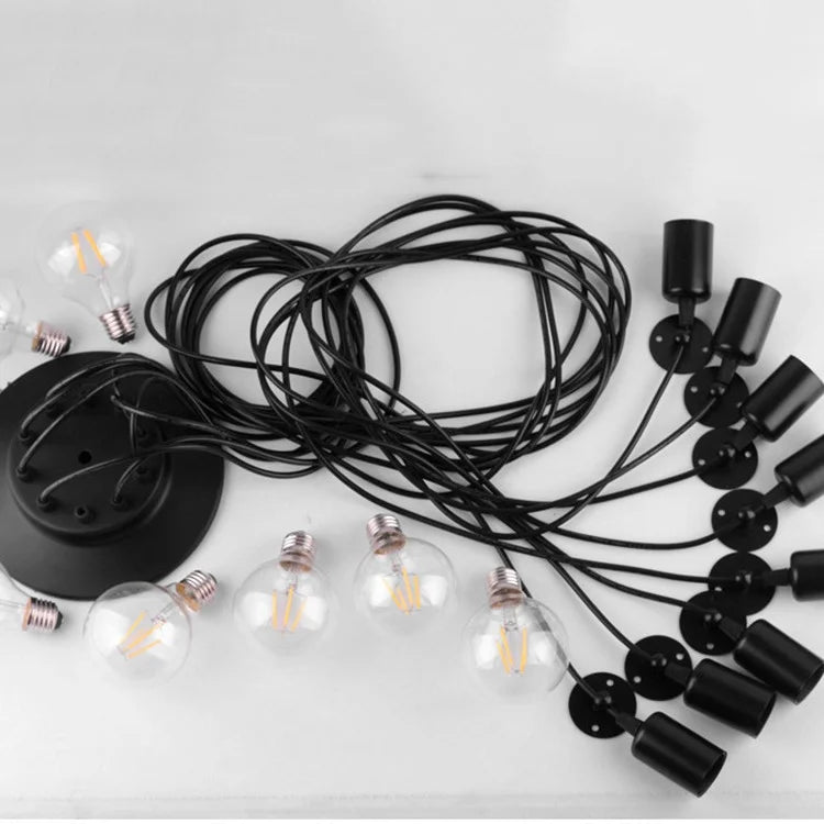 Industrial Retro Black Spider Chandelier Multi-Head Pendant Light with Adjustable Arms Ceiling Light for Living Bedroom Kitchen