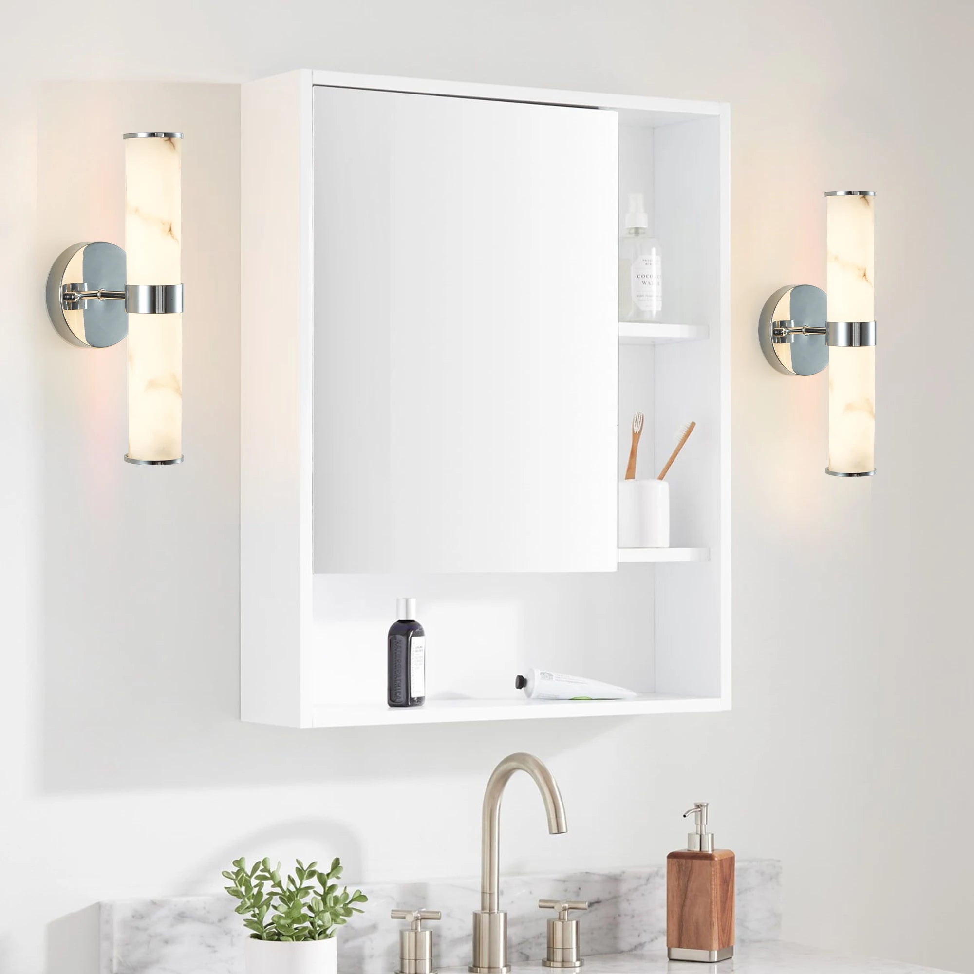 Ship From USA,Resin Marble Texture Wall Light with  Metal Frame,Set of 2,Elegant Lighting Fixtures (Only Indoor)