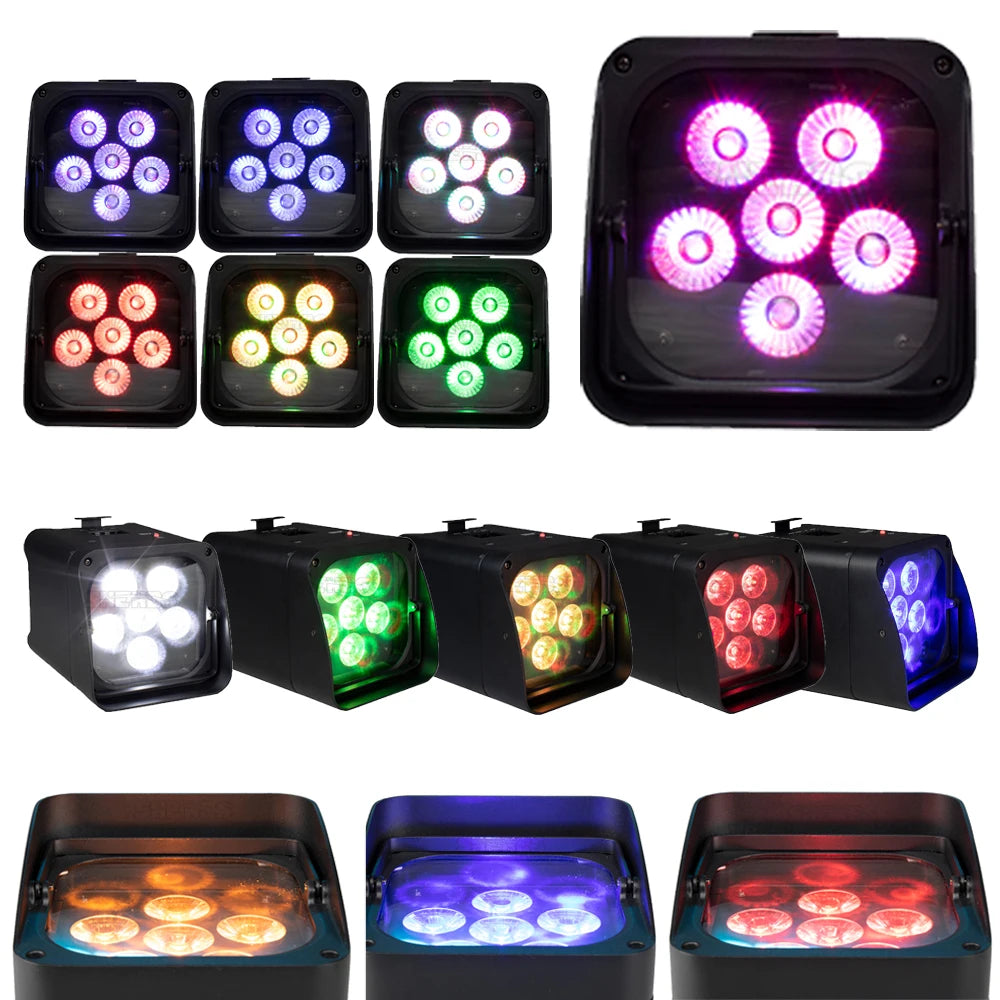 SHEHDS 6x18W RGBWAUV LED Outdoor Uplights Par Stage Light Wireless Remote Control Battery Par LED for House Dj Wedding