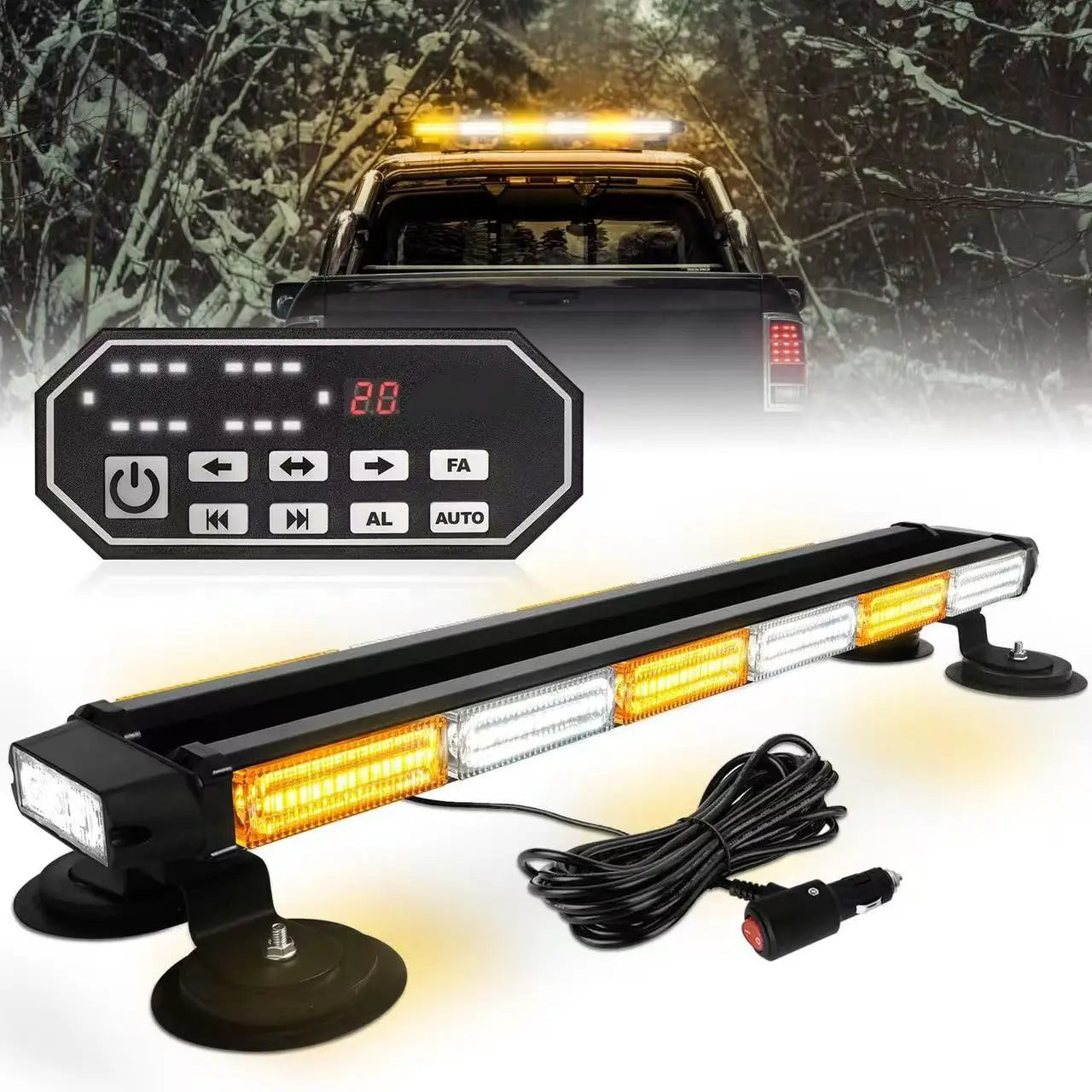 26inch 126 LED Emergency Rooftop Strobe Light Bar Controller Double-Side Warning Hazard OLIVER Fitment Traffic Light