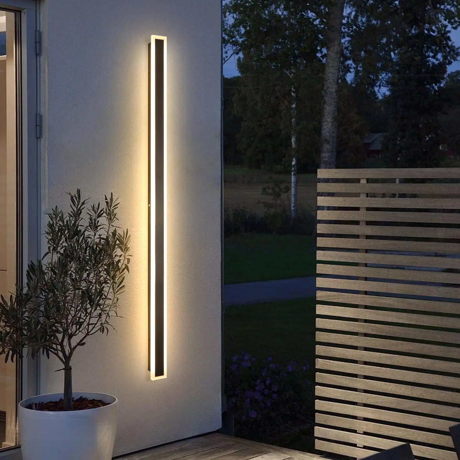 Modern Outdoor Wall Light 3000K-6000K Dimmable Wall Sconces IP65 Waterproof Long Wall Mount Light for Garage Doorway Stairway