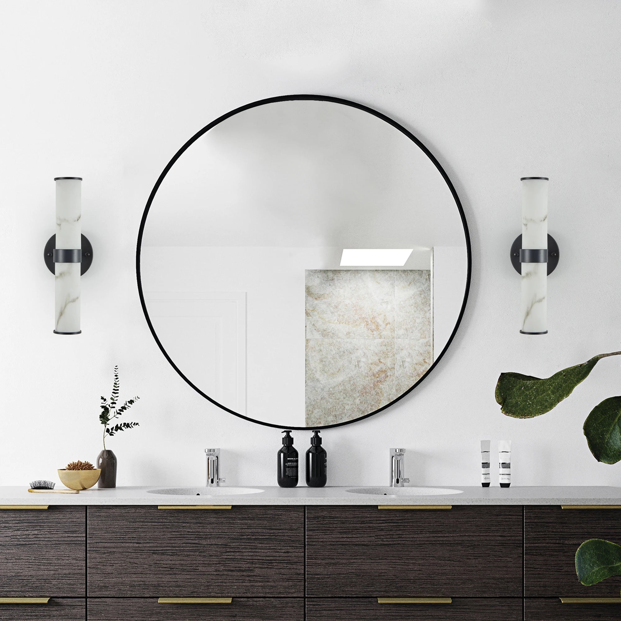 Ship From USA,Resin Marble Texture Wall Light with  Metal Frame,Set of 2,Elegant Lighting Fixtures (Only Indoor)