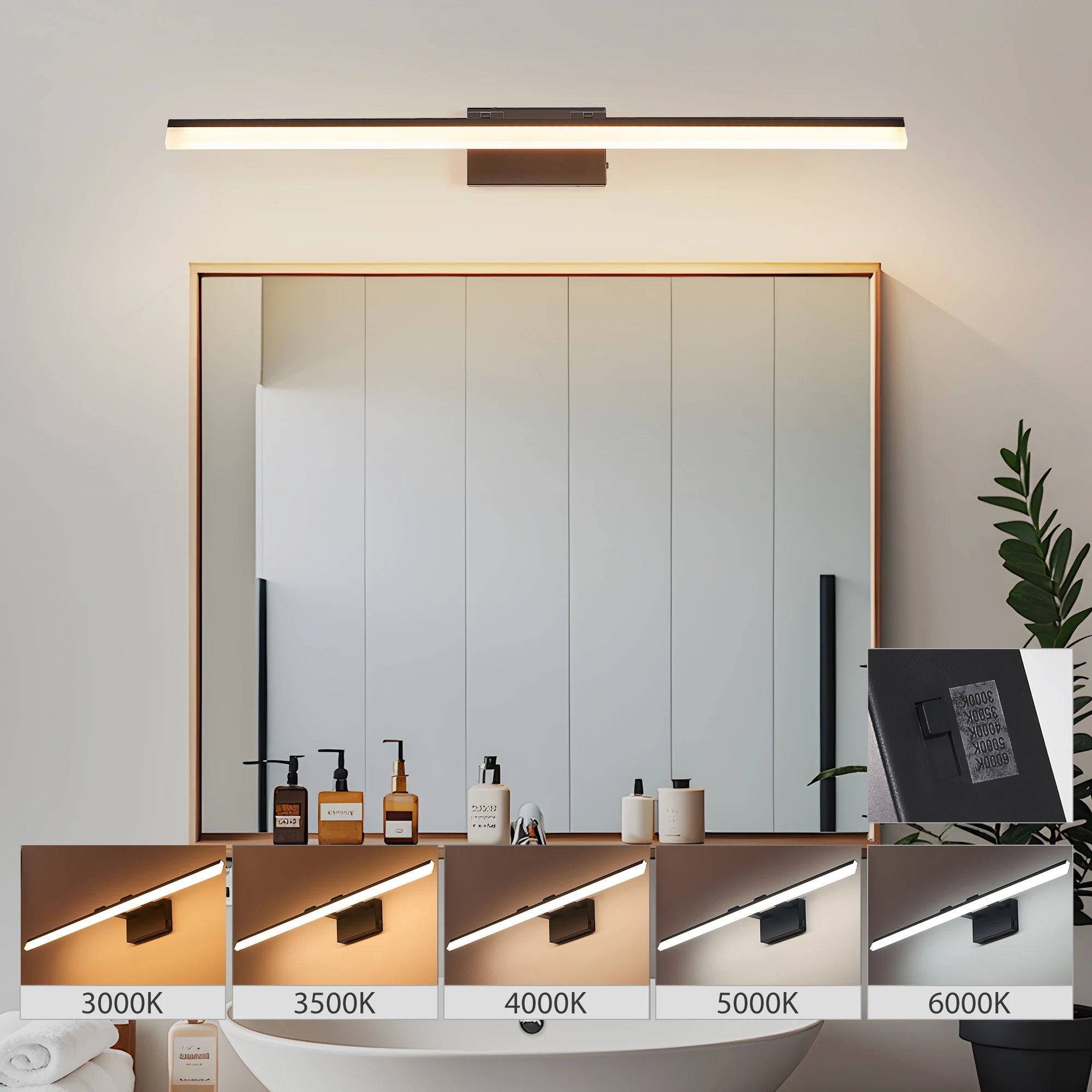 Ship in USA,43 Inch Modern LED Bathroom Vanity Light,Sleek Black Metal Wall Light for Mirror, Dressing Room or Sink Area