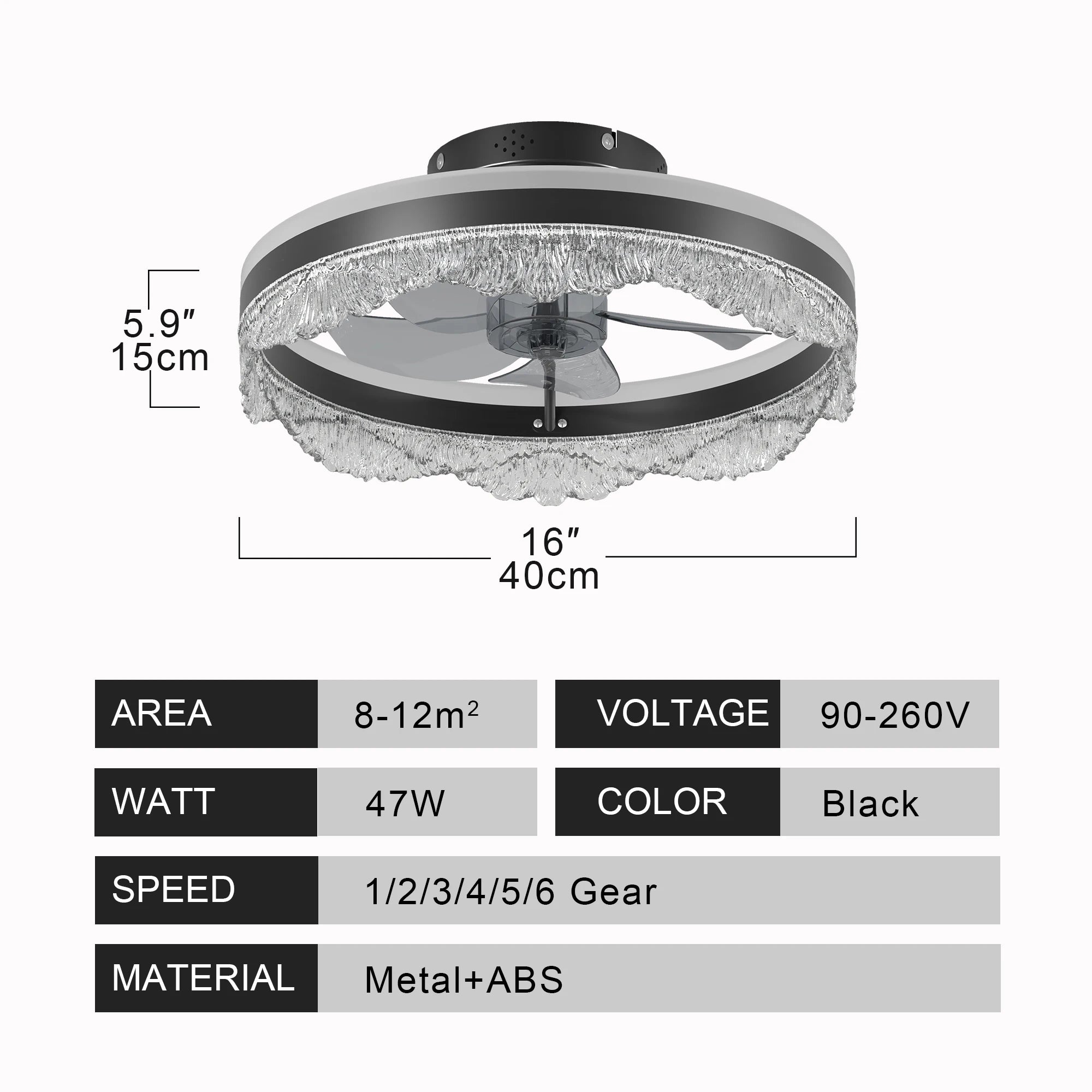 Ship From USA,16" Quiet Ceiling Fan with Light,LED Flush Mount Fan Lamp with Hidden Blades and Natural Airflow