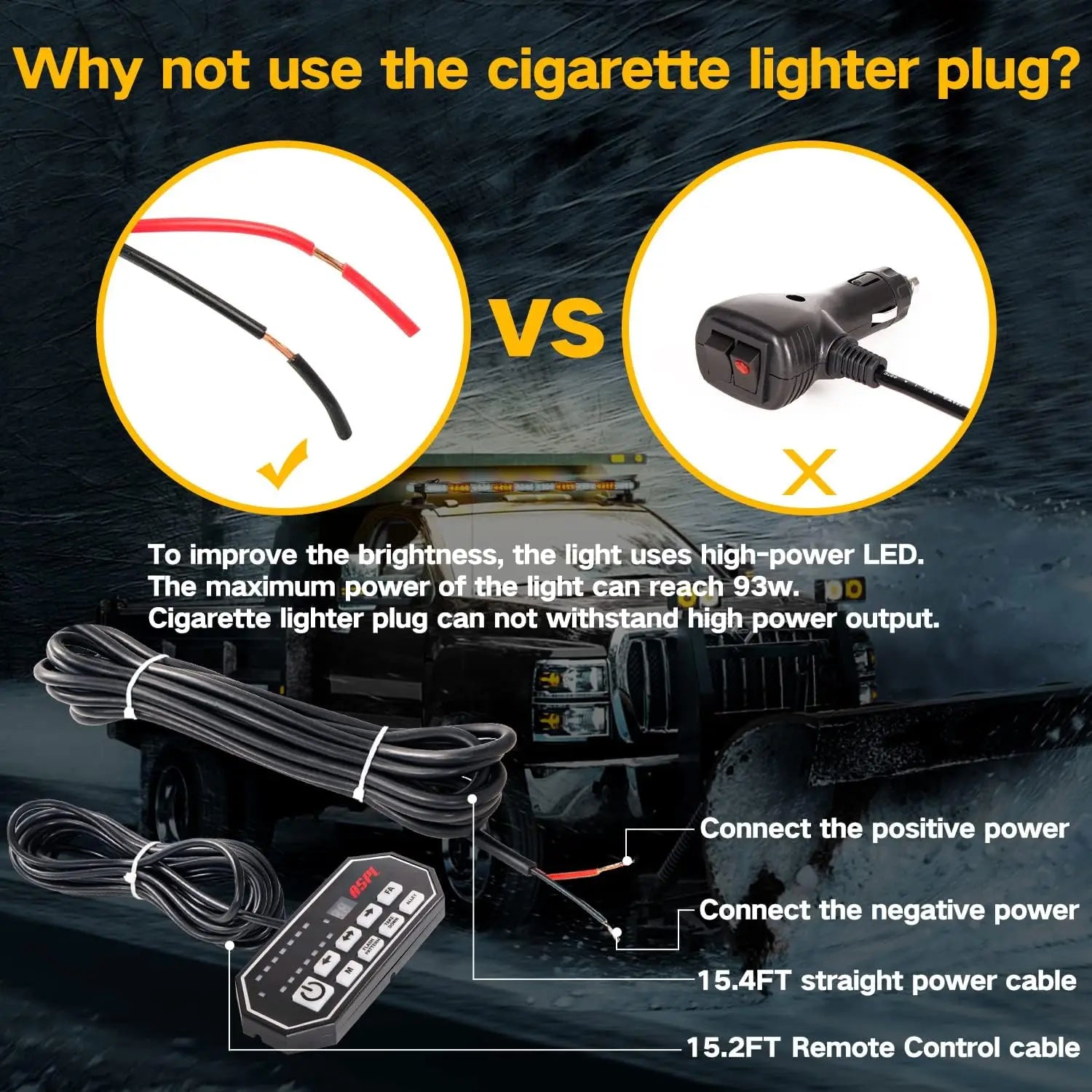 47.1" Emergency Strobe Lights Bar with Control Double Side 86 LED Warning Light with 28 Strong Magnets Traffic Advisor