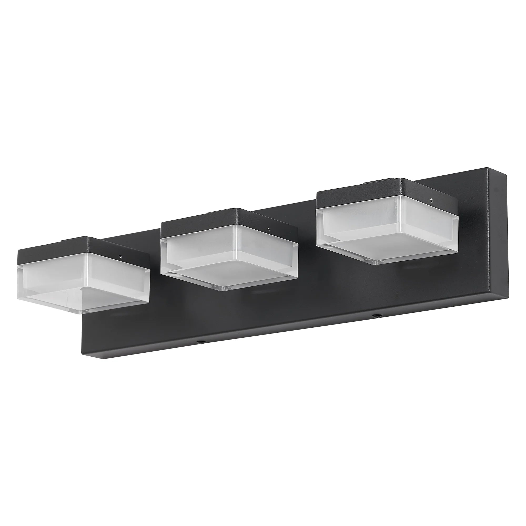 Ship From USA,Modern Led Vanity Light for Bathroom Transparent Acrylic Matt Black 3 Light Over Mirror Vanity Light