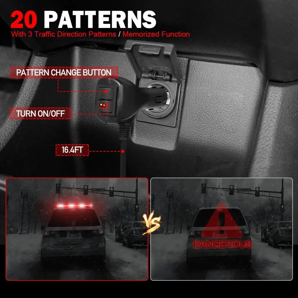 31 Inch Low Profile Rooftop Emergency Strobe Light Bar Full Aluminum 12V 1200 Lumens 130W Flashing Safety Warning for Car