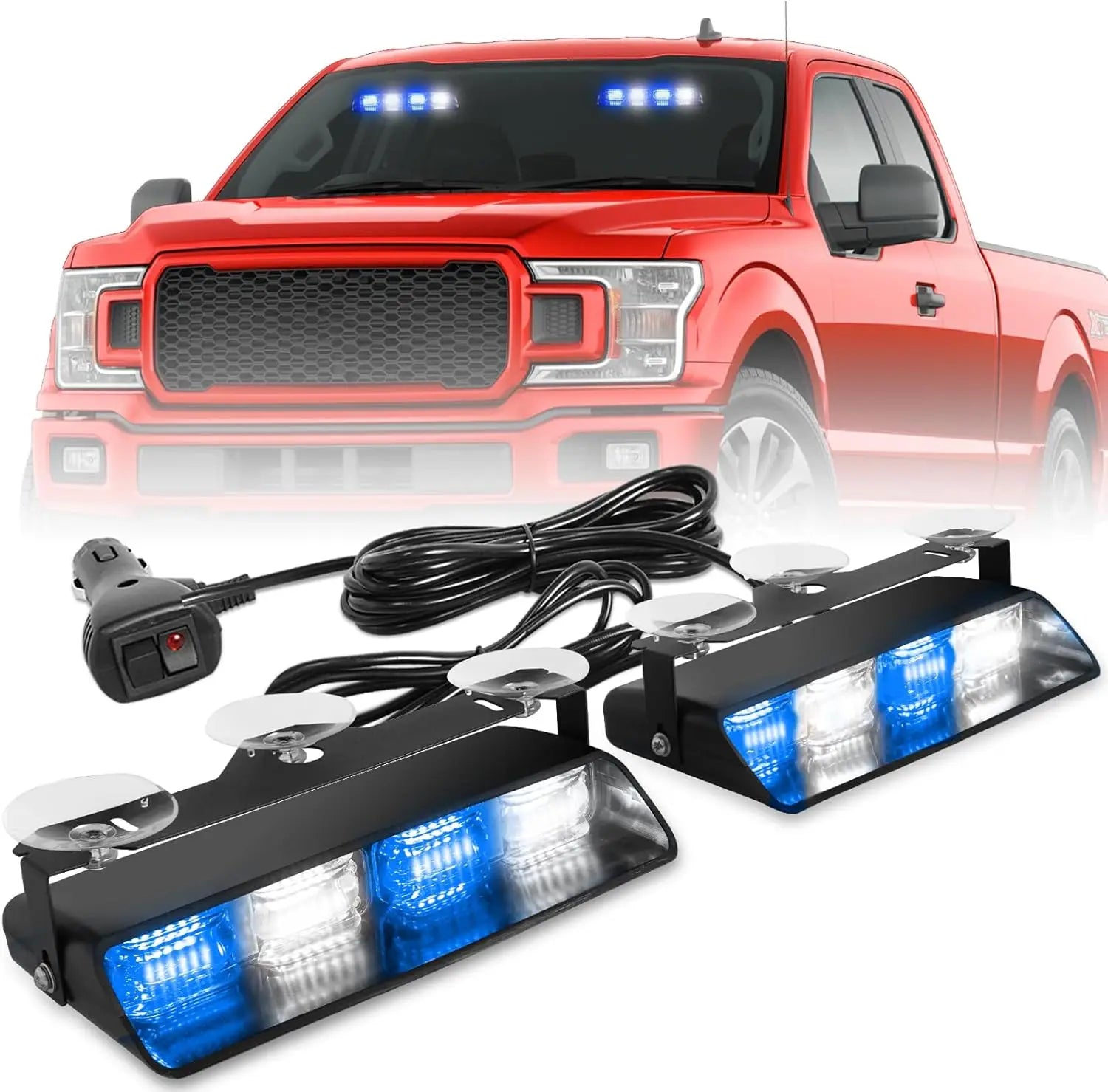 2x8.5 Inch 48LED Emergency Dash Strobe Lights Amber Safety Flashing Warning Lights for Trucks Construction Vehicles