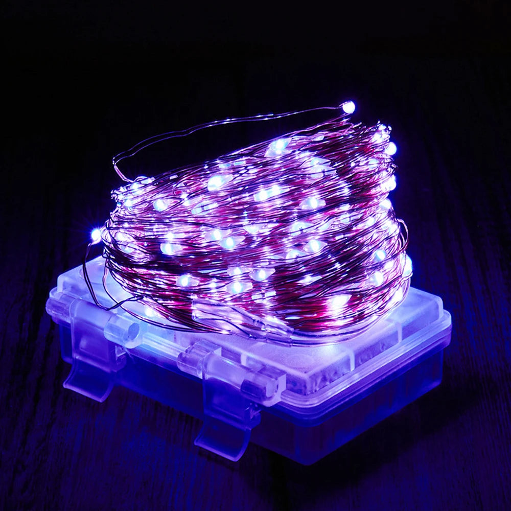 DC4.5V LED Copper Wire Lamp Remote Control 8 Flashing Mode Battery Box Copper Wire String Lights Christmas Decoration Lights