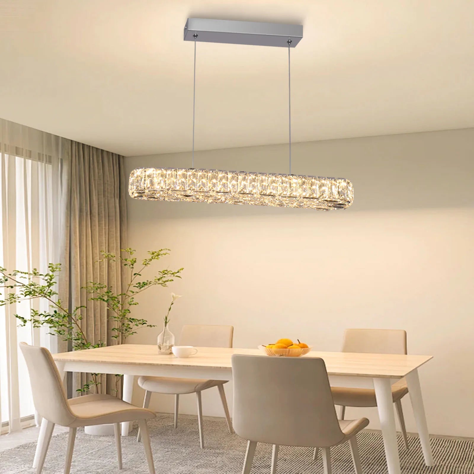Modern Luxury Designer Crystal Pendant Light Dimmable Hanging Lighting for Kitchen Island and Bedroom Ceiling Lamps