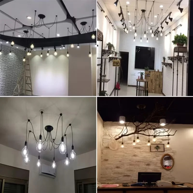Retro Spider Chandelier Multi-Head Scattered Design Ceiling Pendant Light Adjustable Loft Style Lighting for Living Dining Room