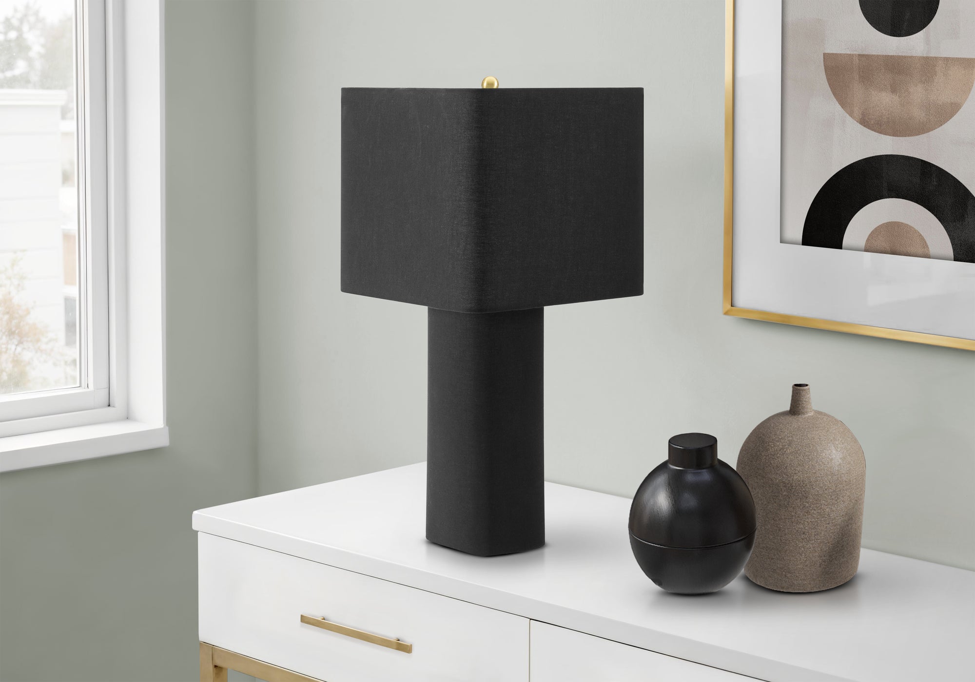 Lighting, 24H, Table Lamp, Black Linen, Contemporary