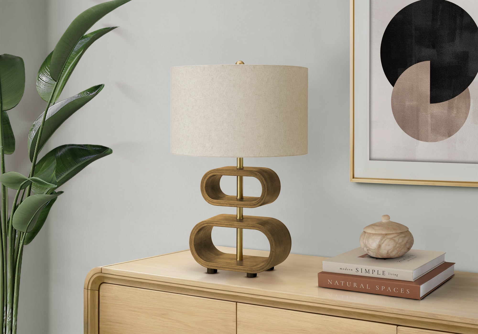 Lighting, 20H, Brown Wood Look, Beige Shade, Contemporary