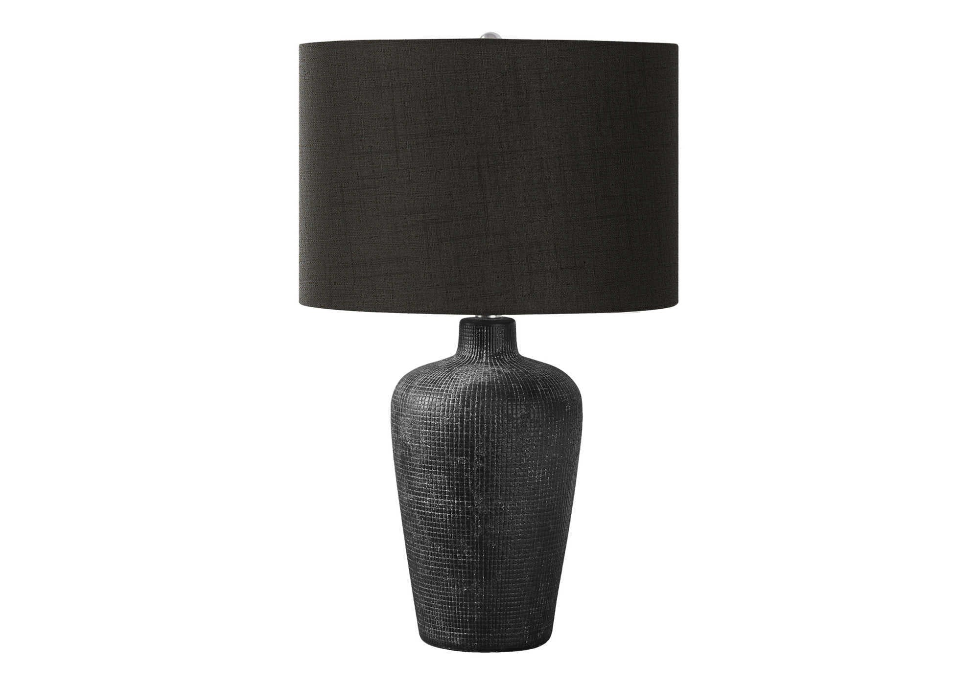 Monarch Specialties 9621 Lighting, Table Lampblack Ceramic, Black Shade, Contemporary Lighting-24 Lamp, 15&quot; L X 15&quot; W X 24&quot; H