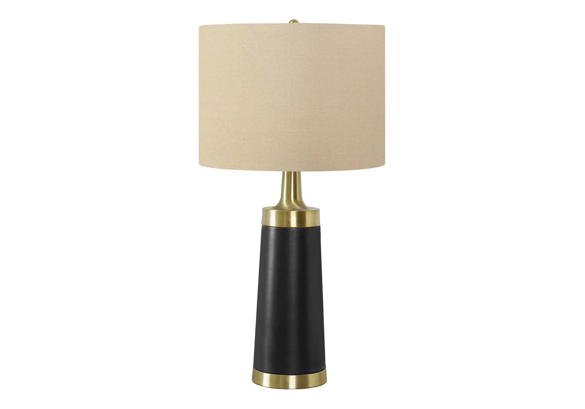 Monarch Specialties I 9623 Lightingtable Lamp, Black Metal, Beige Shade, Contemporary