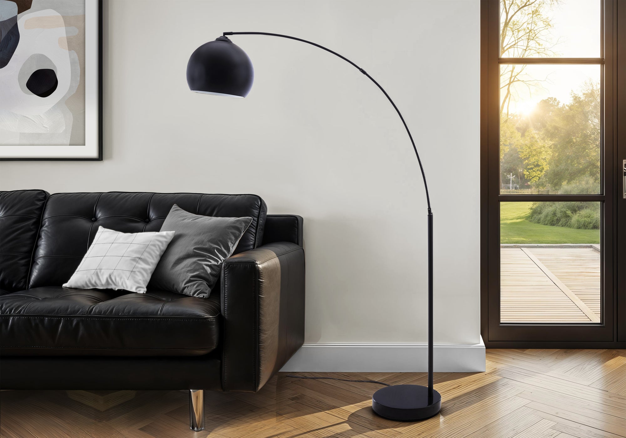 Lighting, 74H, Floor Lamp, Black Metal, Contemporary