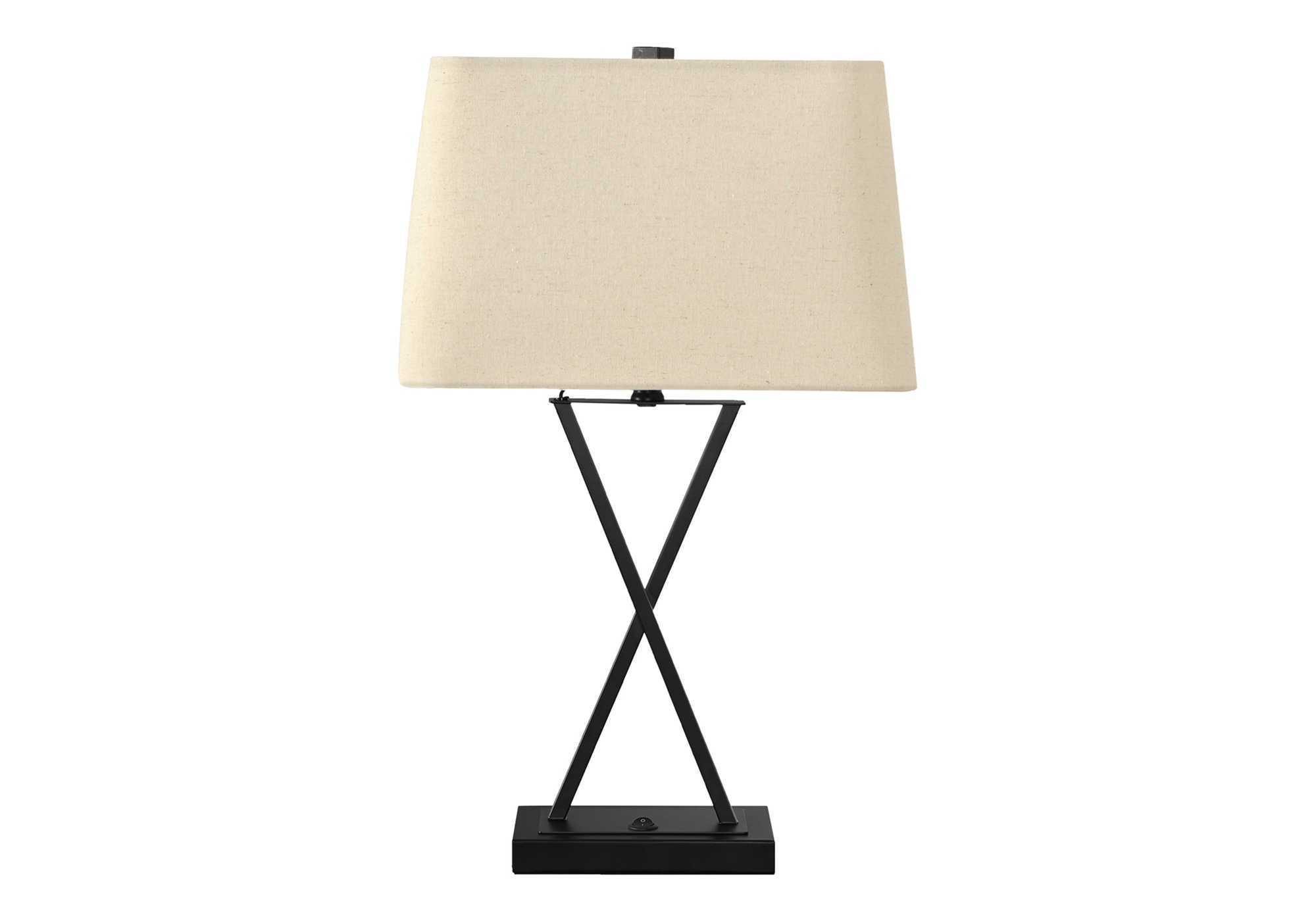 Monarch Specialties I 9638 Lightingtable Lamp, Usb Port Included, Black Metal, Beige Shade, Transitional