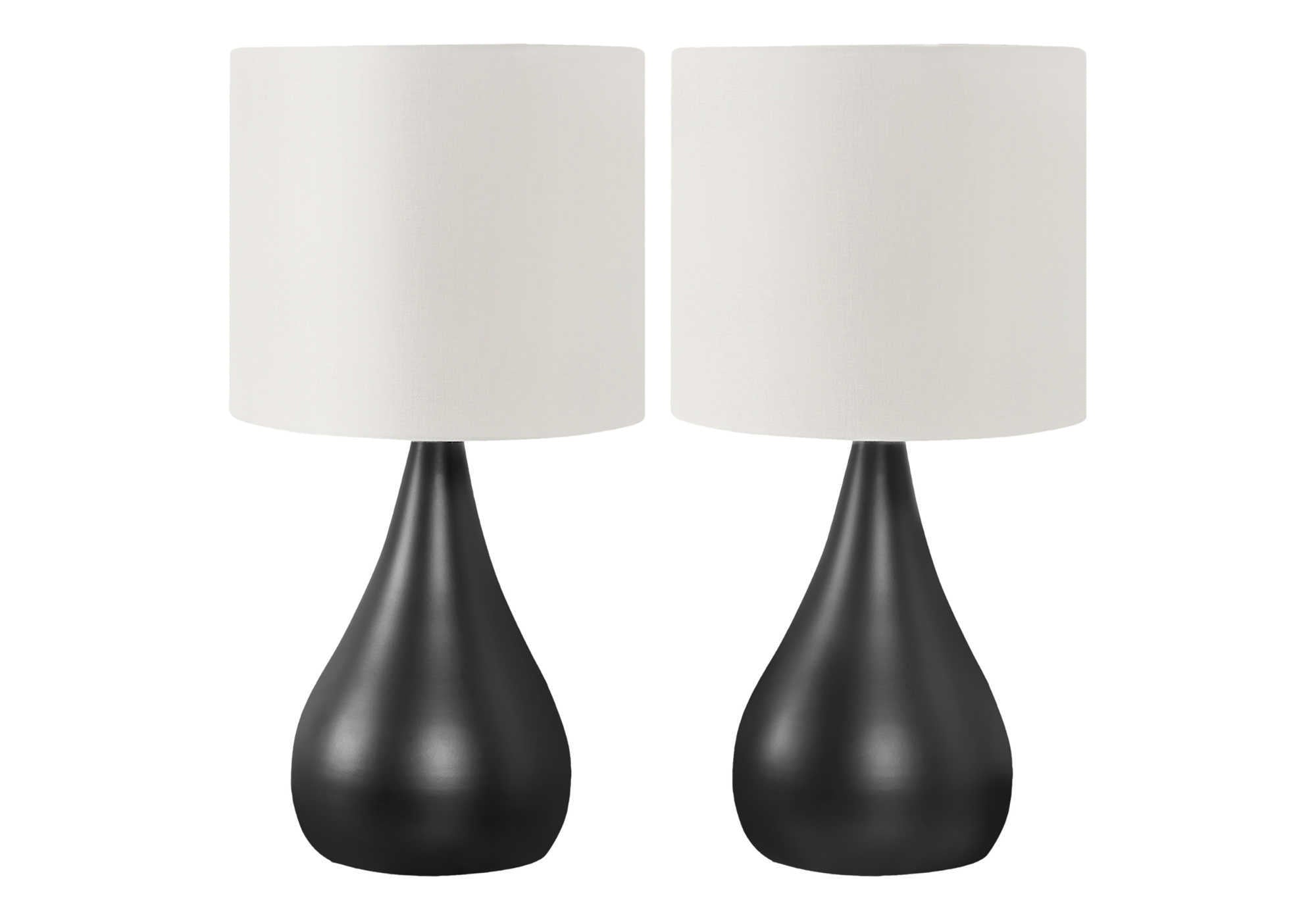 Monarch Specialties 9639 Lighting, Set Of 2Table Lamp, Black Metal, Ivory/Cream Shade, Contemporary Lighting-2Pcs/18 H Table, 9" L X 9" W X 17.75" H