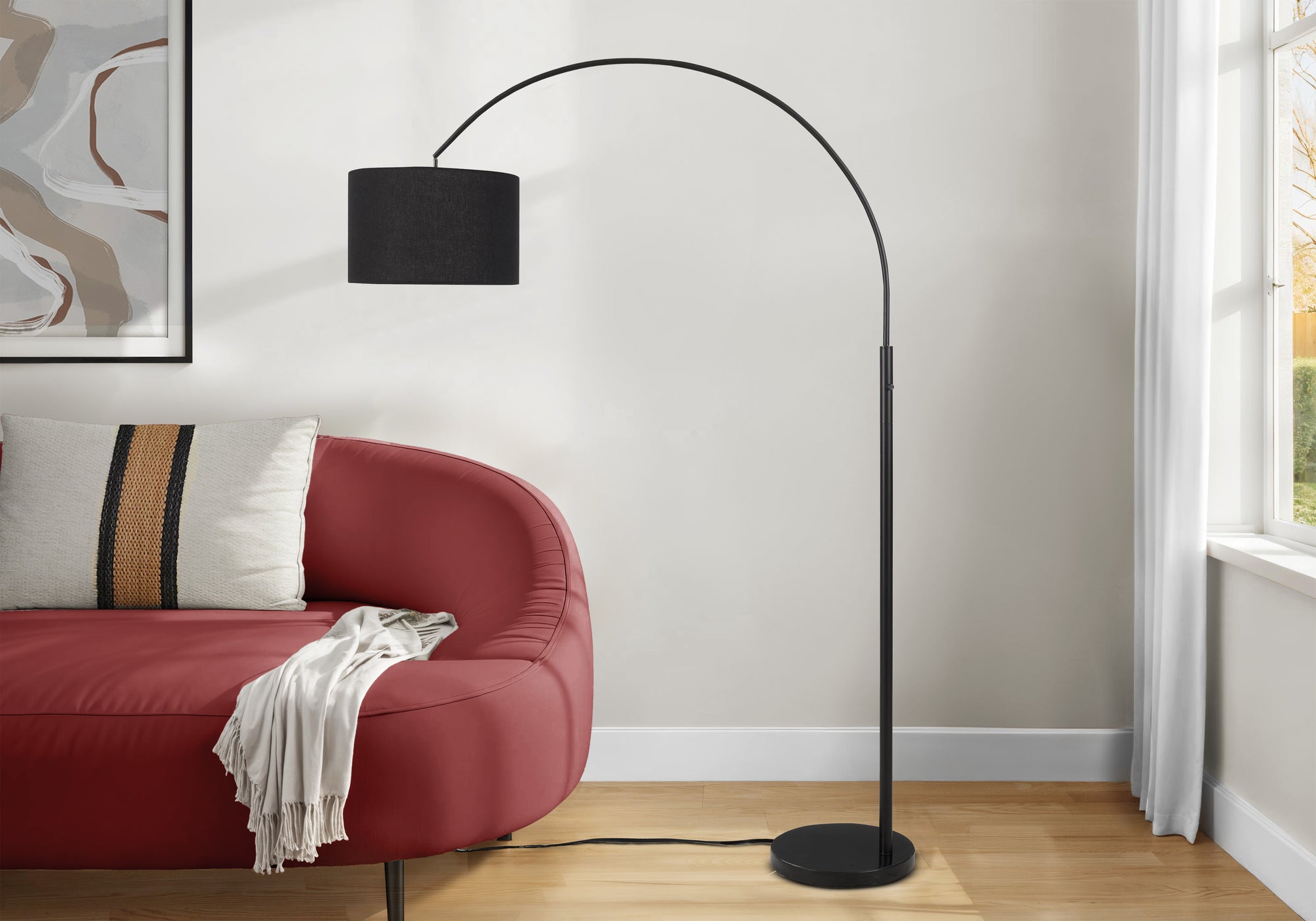 Lighting, 81H, Floor Lamp, Black Metal, Black Shade, Contemporary
