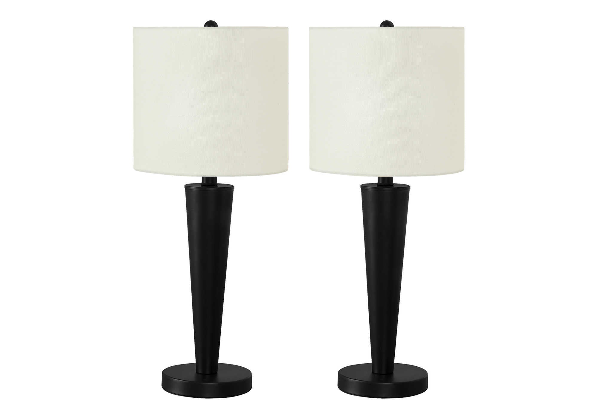 Monarch Specialties 9643 Lighting, Set Of 2Table Lamp, Usb Port Included, Black Metal, Ivory, Cream Shade Lighting-2Pcs/24 H Table, 10&quot; L X 10&quot; W X 24&quot; H
