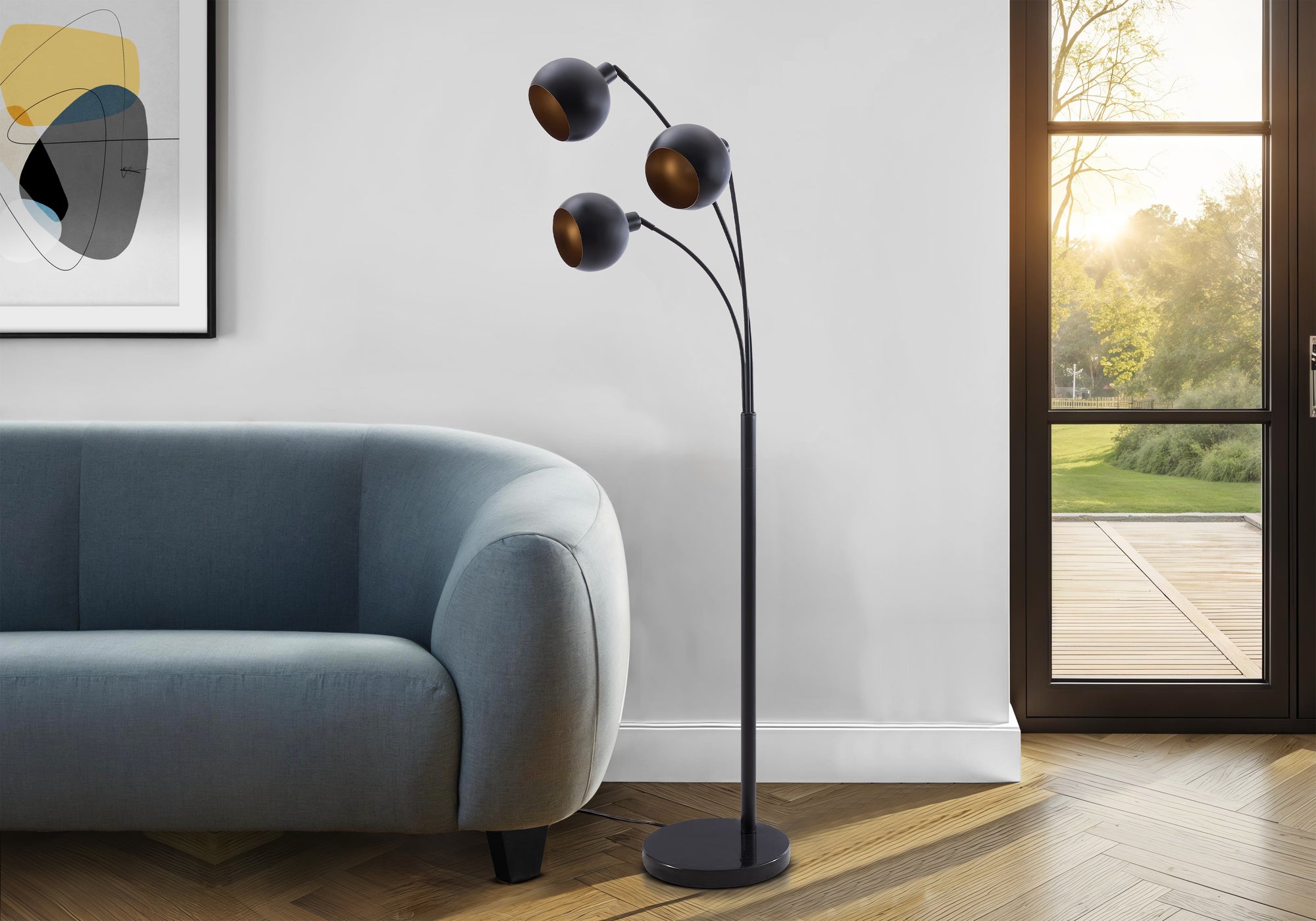 Lighting, 71H, Floor Lamp, Black Metal, Contemporary