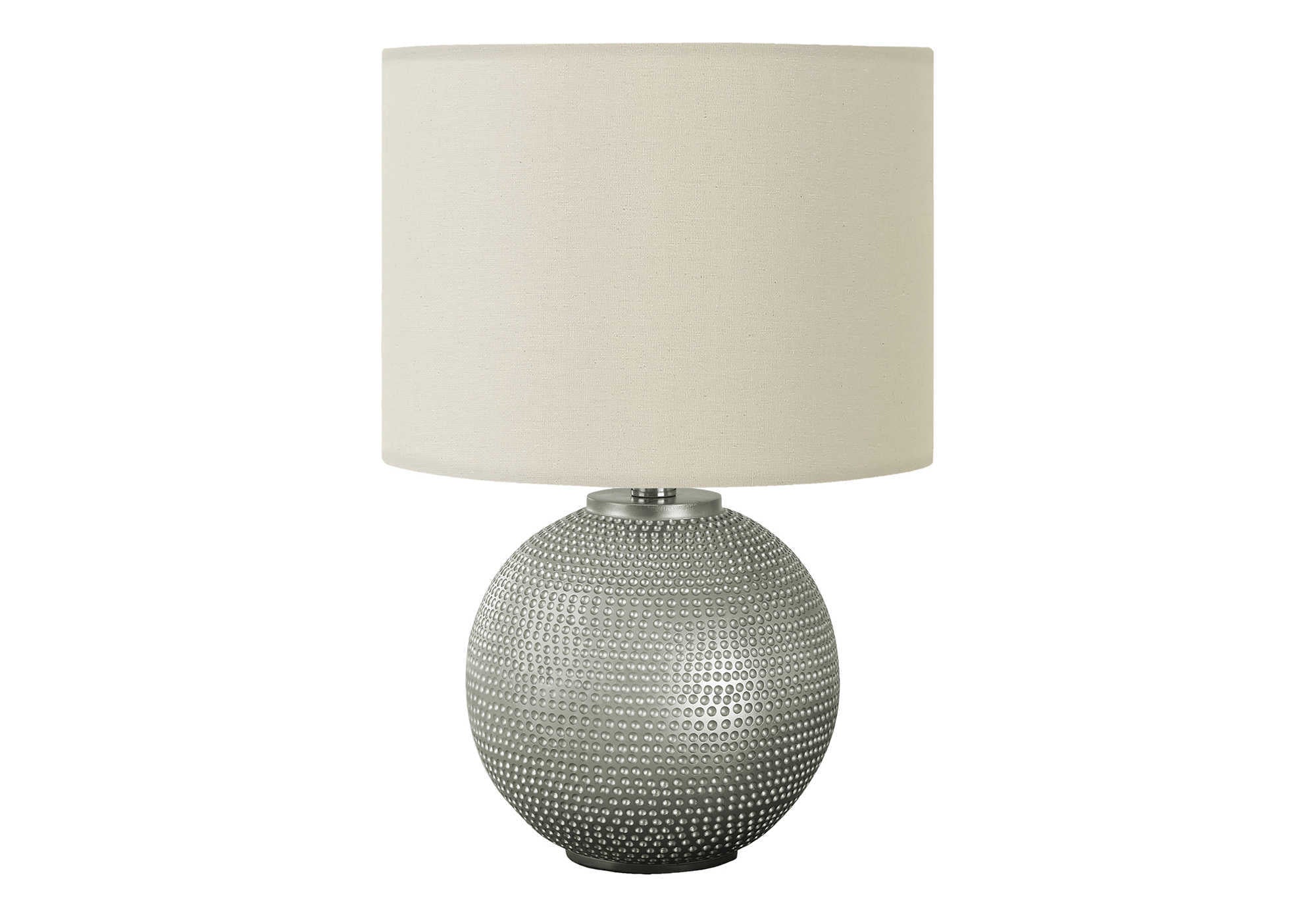 Monarch Specialties 9653 Lightingtable Lamp, Grey Resin, Ivory/Cream Shade, Modern Lighting-19 H Table, 12&quot; L X 12&quot; W X 18.5&quot; H