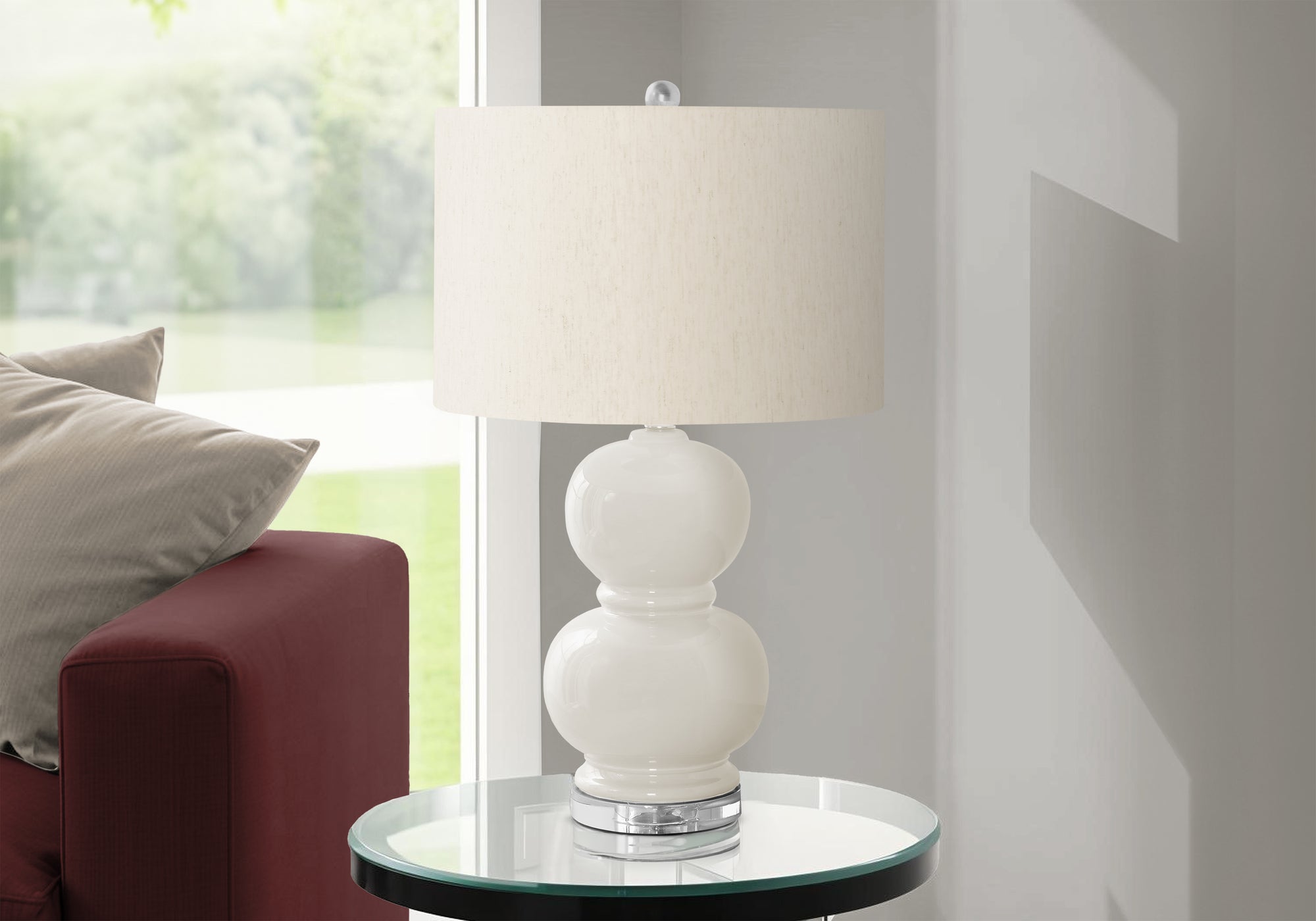 Monarch Specialties 9744, Cream, Contemporary Lighting Table Lamp Ceramic Ivory Shade, 15&quot; L X 15&quot; W X 25&quot; H