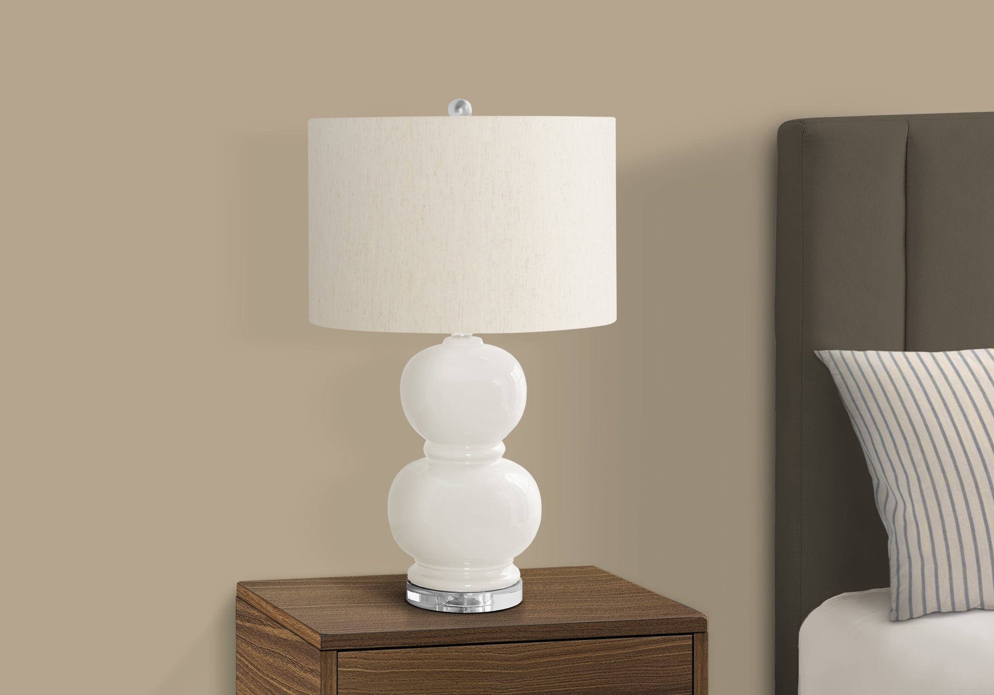 Monarch Specialties 9744, Cream, Contemporary Lighting Table Lamp Ceramic Ivory Shade, 15&quot; L X 15&quot; W X 25&quot; H