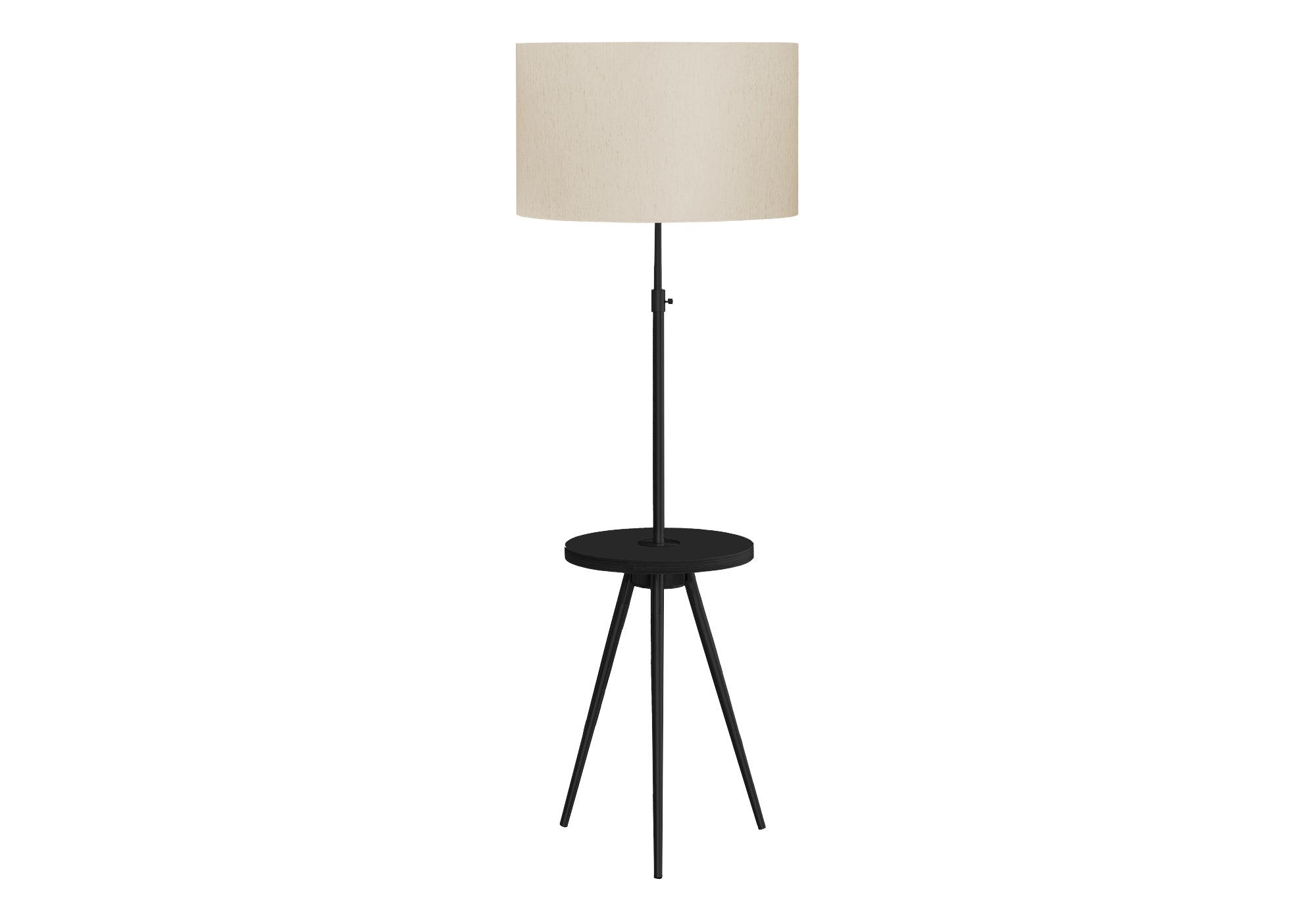 Monarch Specialties 9745, Black, Ivory/Cream Shade, Contemporary Lighting 63&quot; H Tripod Floor Lamp Metal Usb, 20&quot; L X 20&quot; W X 55&quot; H