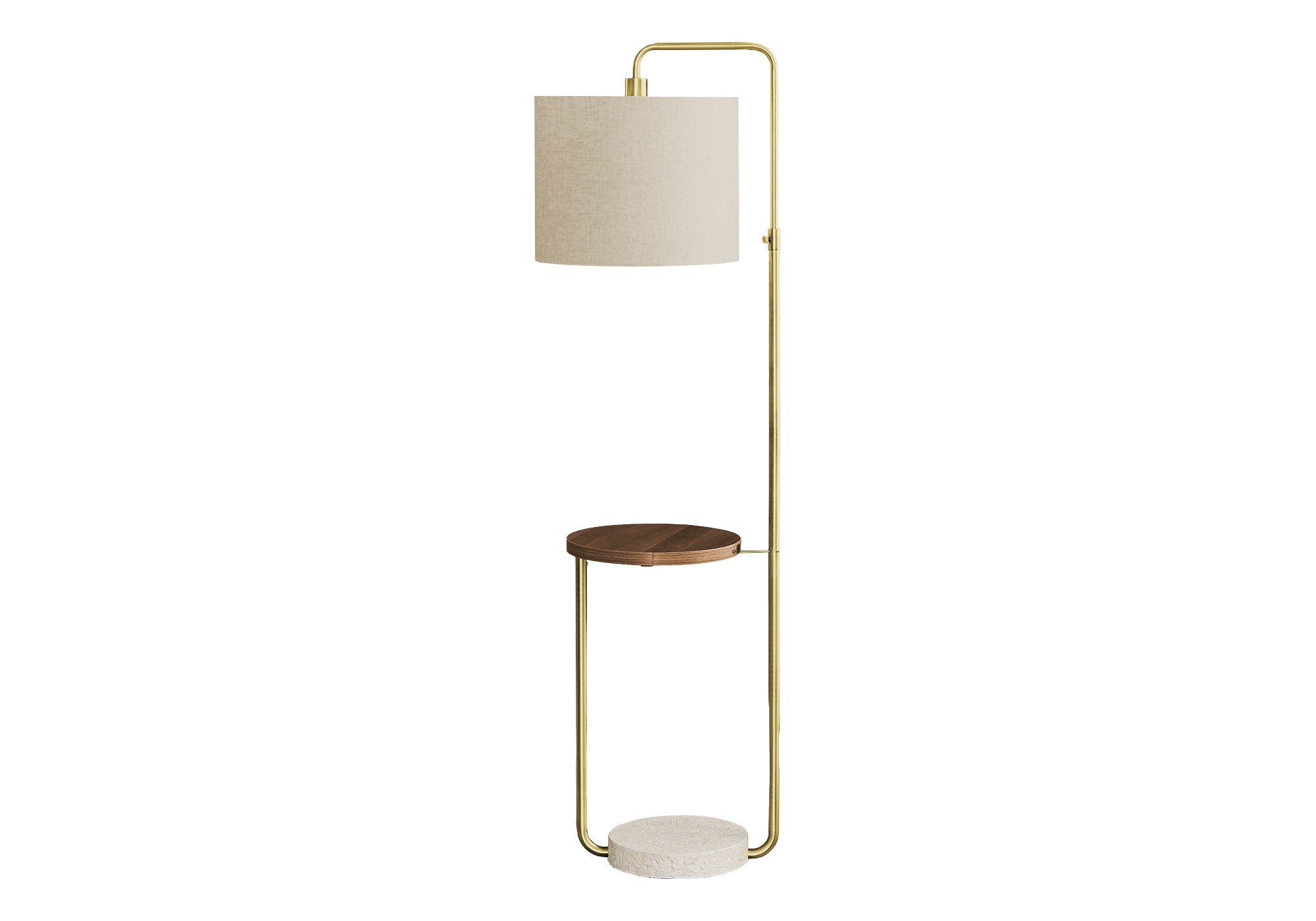 Monarch Specialties 9754 Port Included, Shade, Contemporary Lighting 67&quot; H Floor Lamp Brass Metal Beige Usb, 18&quot; L X 15&quot; W X 57&quot; H, Gold