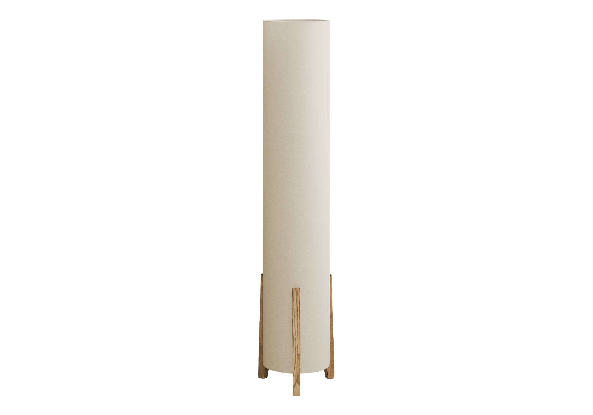 Monarch Specialties 9755, Brown Cream Shade, Contemporary Lighting Floor Lamp Wood Look Base Ivory, 11&quot; L X 11&quot; W X 50&quot; H