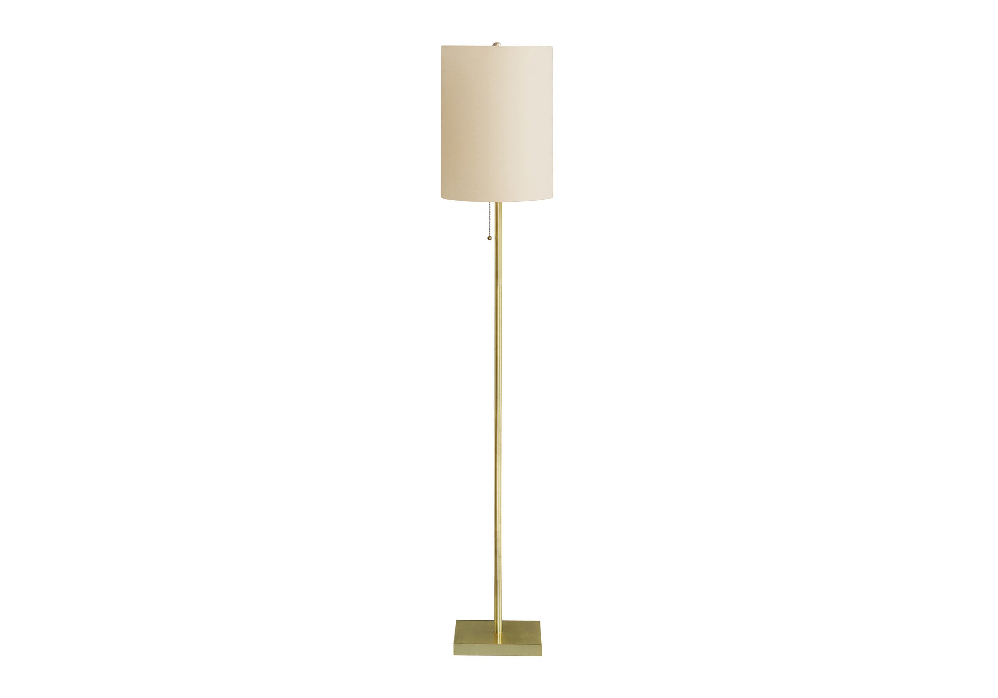 Monarch Specialties I 9759 Lighting, Floor Lamp, 62&quot; H, Brass Metal, Ivory/Cream Shade, Contemporary