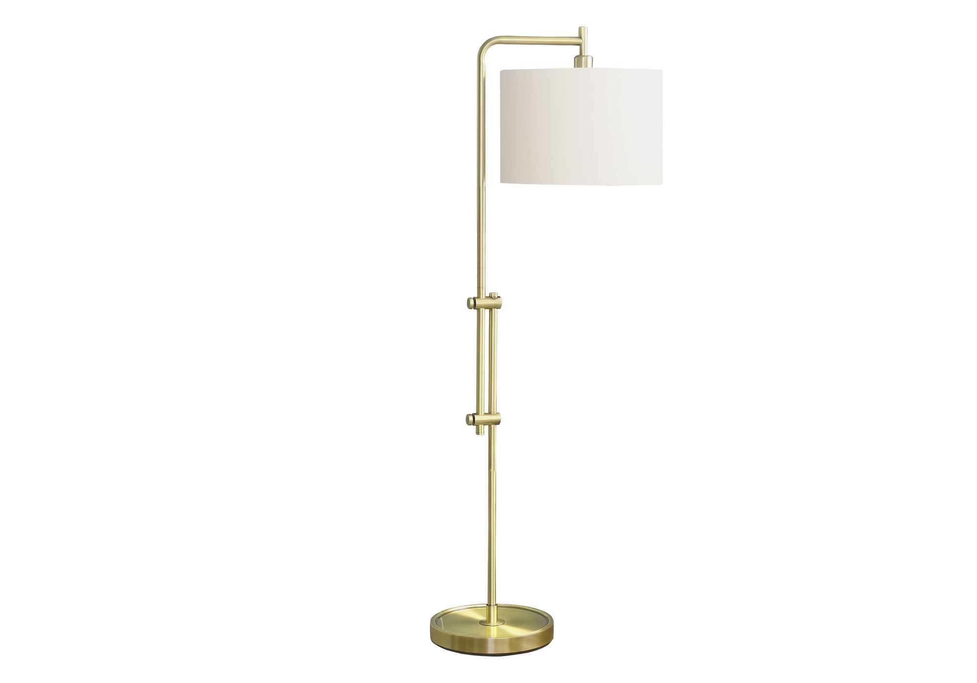 Monarch Specialties 9761 Cream, Contemporary Lighting 63&quot; H Floor Lamp Brass Metal Ivory Shade, 20&quot; L X 14&quot; W X 63.5&quot; H, Gold