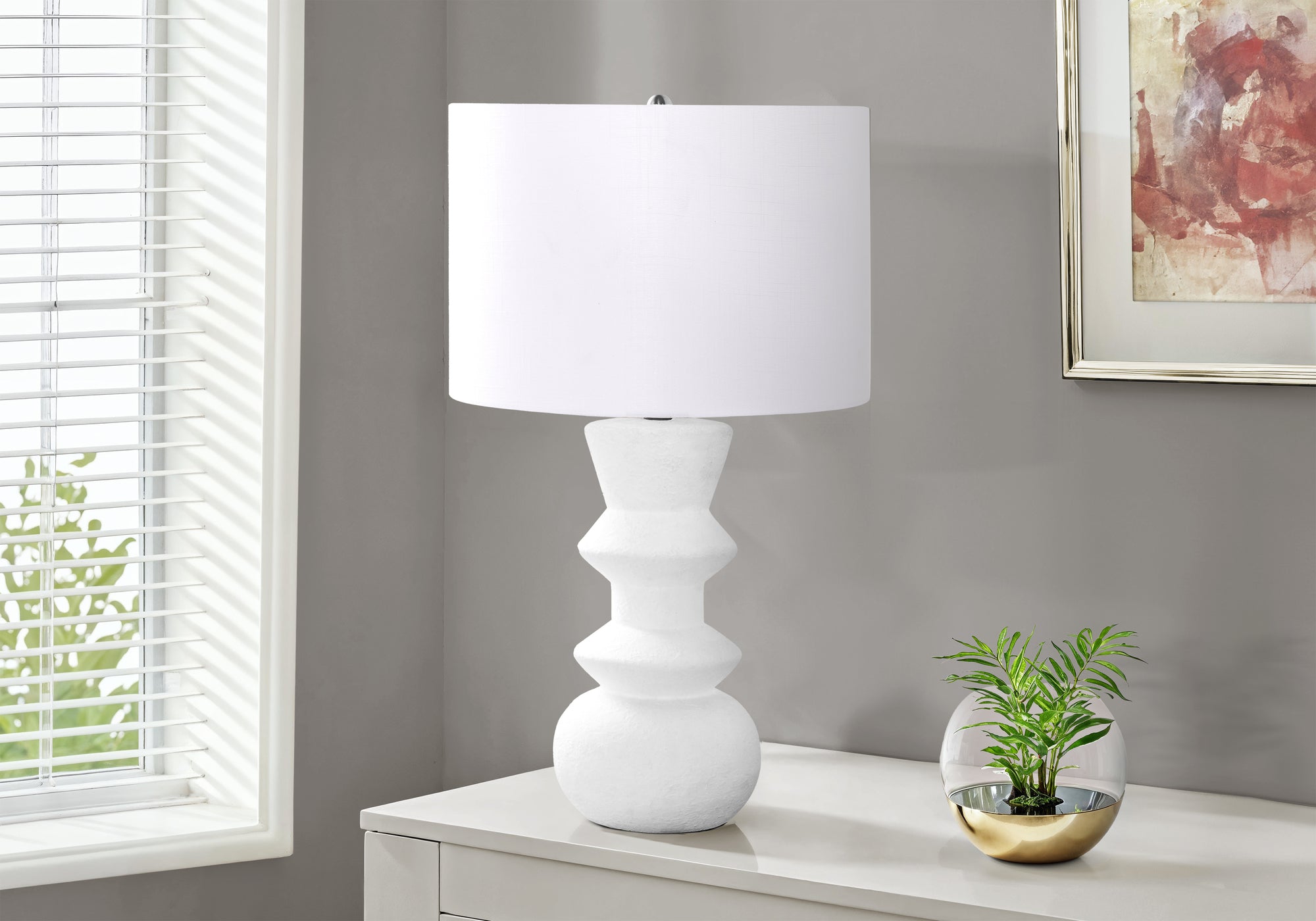 Monarch Specialties I 9762 Lighting, 26&quot; H, Table Lamp, Cream Ceramic, Ivory/Cream Shade, Contemporary