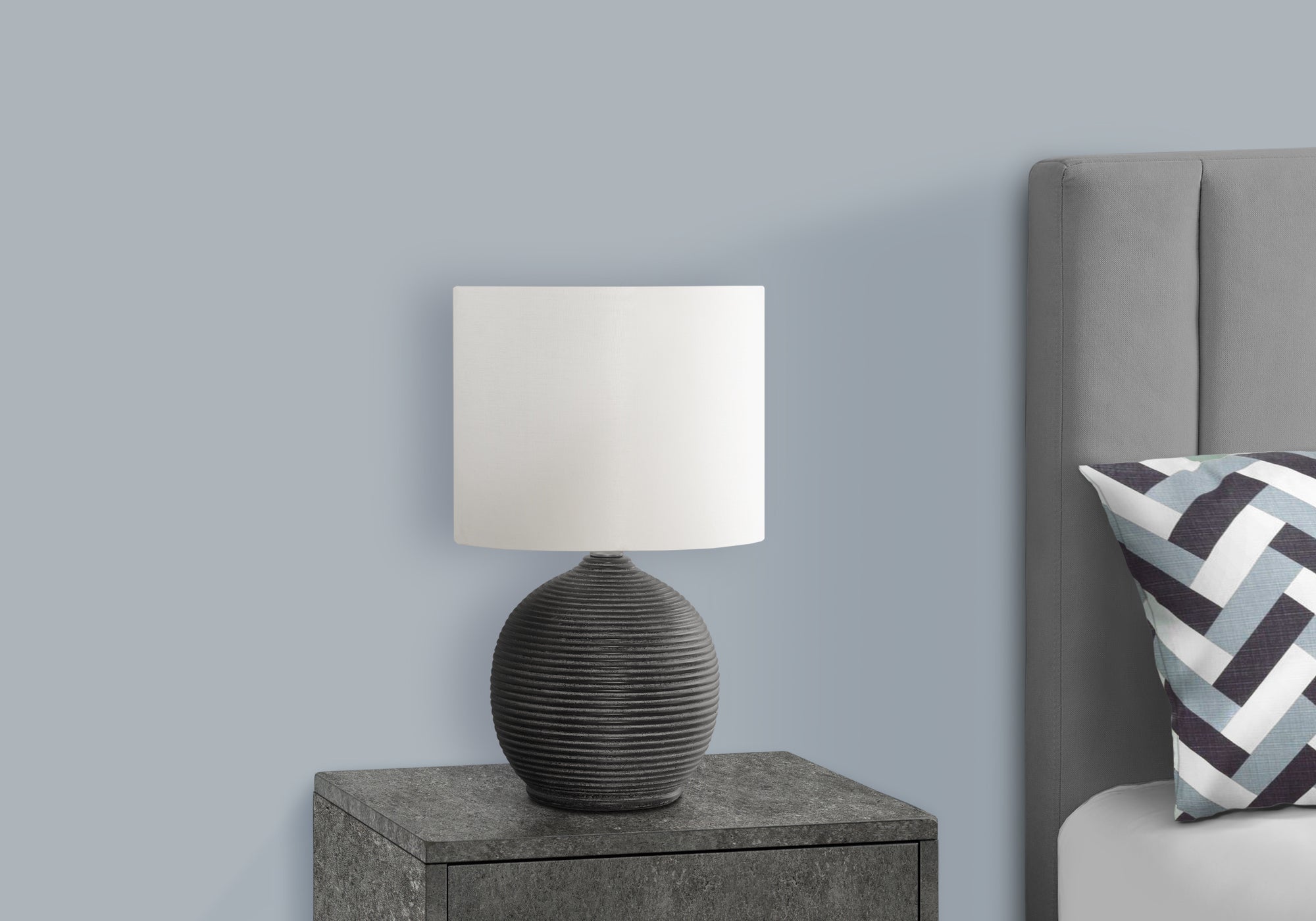 Monarch Specialties 9764, Black Cream, Contemporary Lighting 16&quot; H Table Lamp Resin Ivory Shade, 9.5&quot; L X 9.5&quot; W X 16.5&quot; H