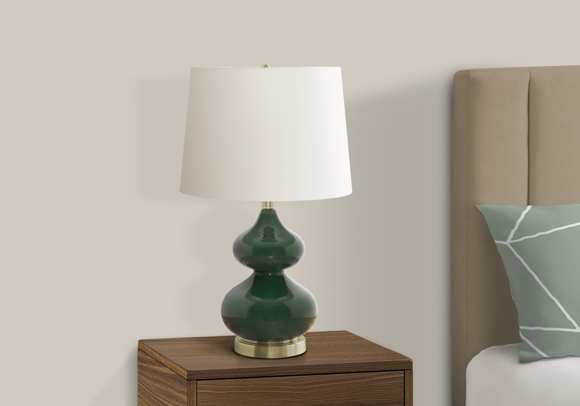 Monarch Specialties 9768, Green Cream, Contemporary Lighting Table Lamp Glass Ivory Shade, 14&quot; L X 14&quot; W X 24&quot; H