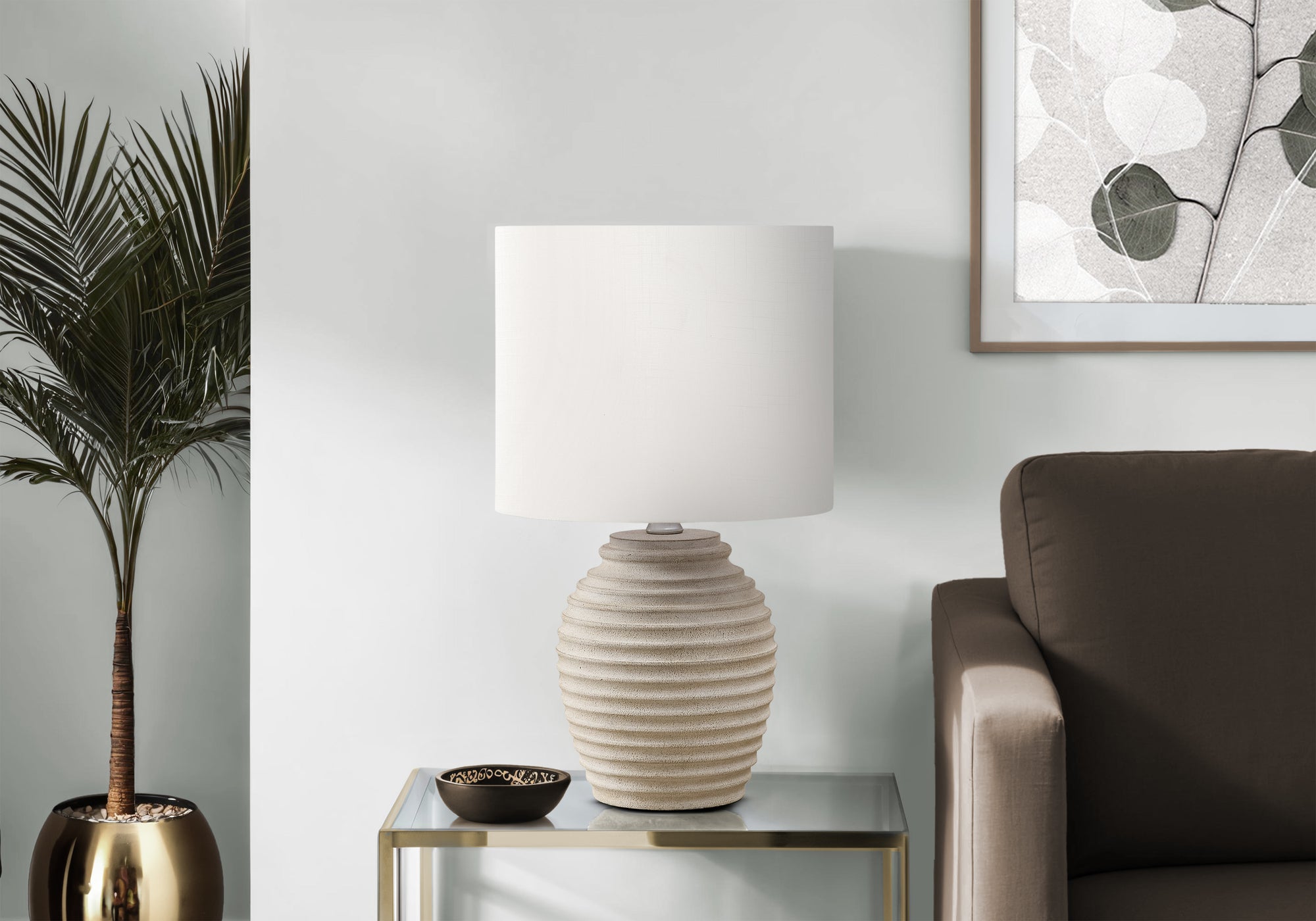 Monarch Specialties Table Lamp I 9865 17in H Beige Resin Ivory/Cream Shade