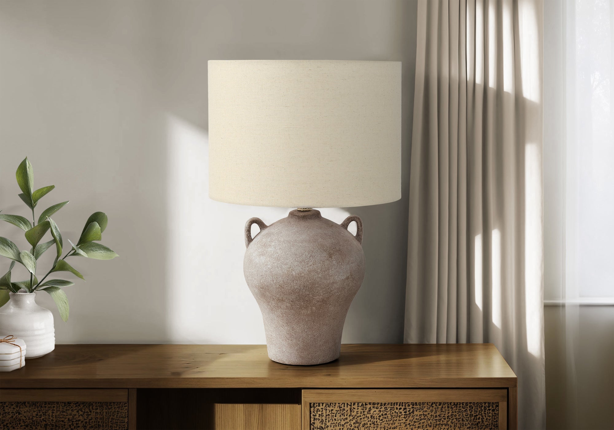 Lighting, 22H, Table Lamp, Beige Ceramic, Beige Shade, Transitional