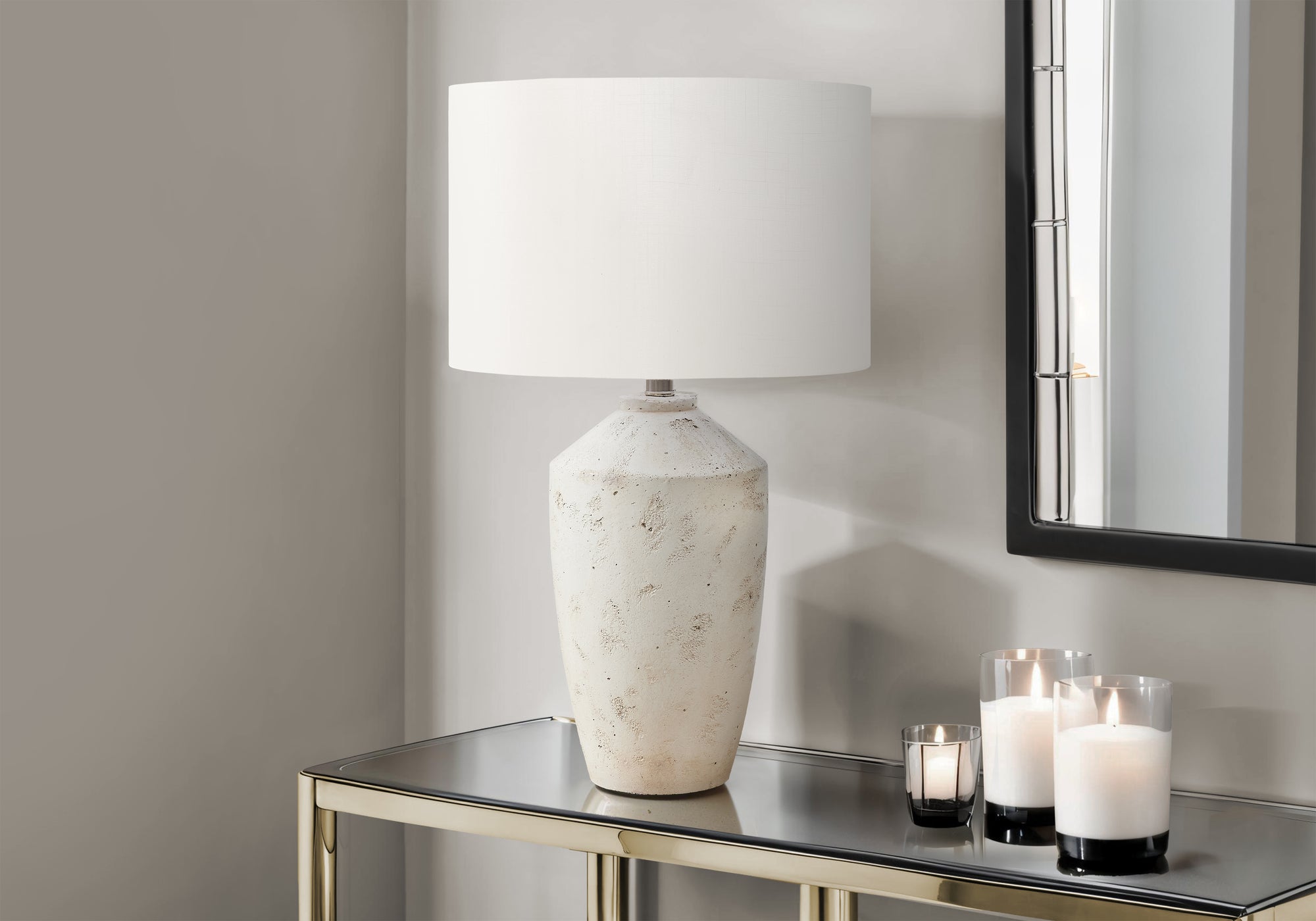 Lighting, 25H, Table Lamp, Ivory Concrete, Ivory / Cream Shade, Contemporary, Modern