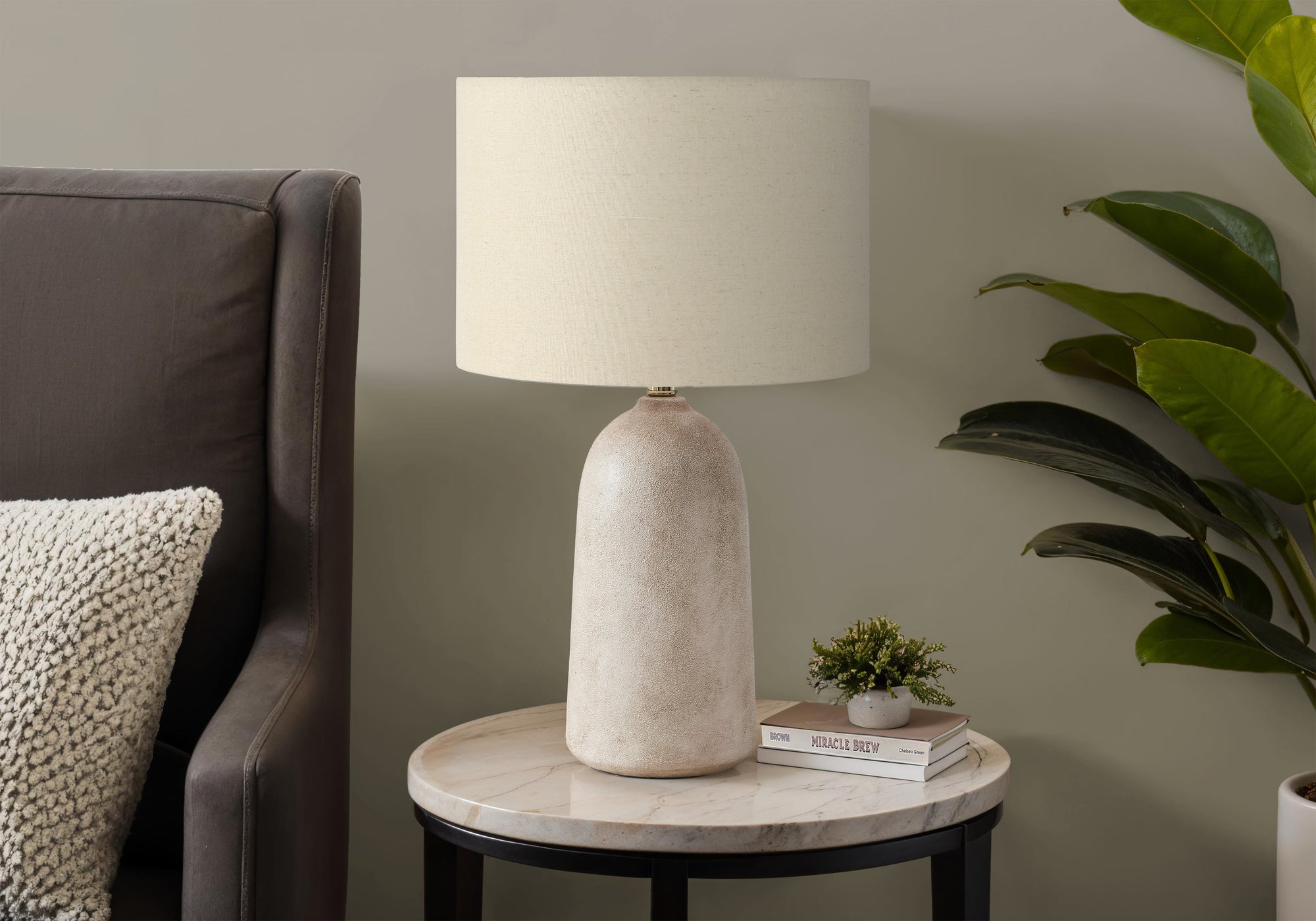 Lighting, 27H, Table Lamp, Beige Ceramic, Beige Shade, Contemporary, Modern