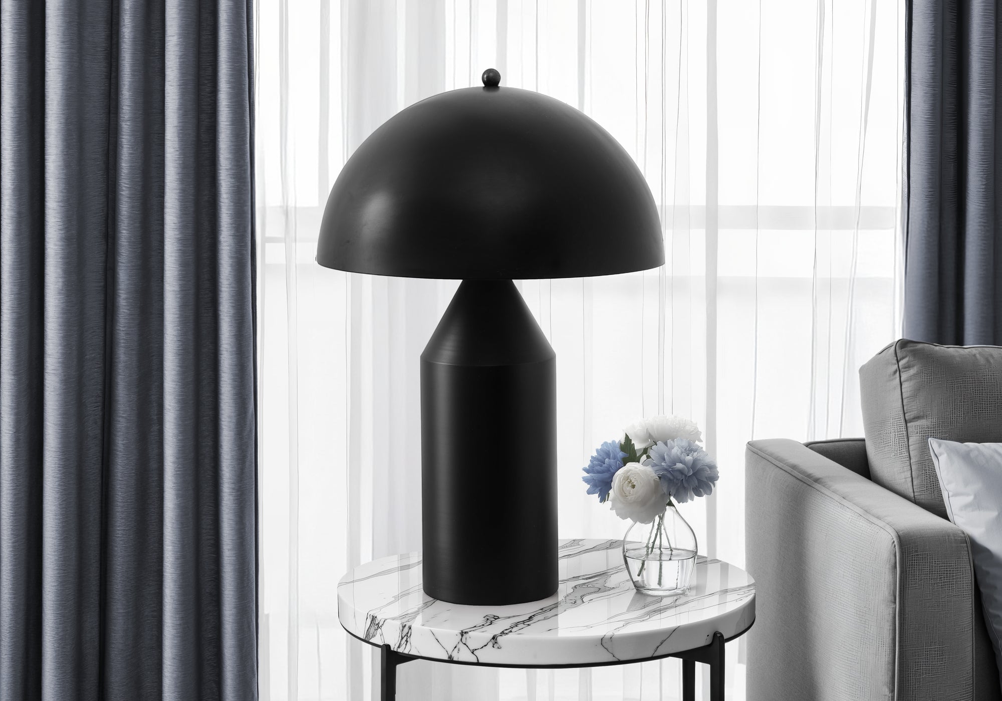 Monarch Specialties Table Lamp I 9952, 23in H, Black Metal, 15inL x 15inW x 22.5inH, Black