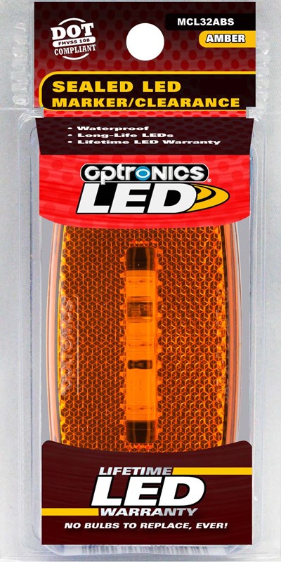 Optronics Mcl32Abs Surface Mount Led Marker Clearance Light With Reflex, Amber