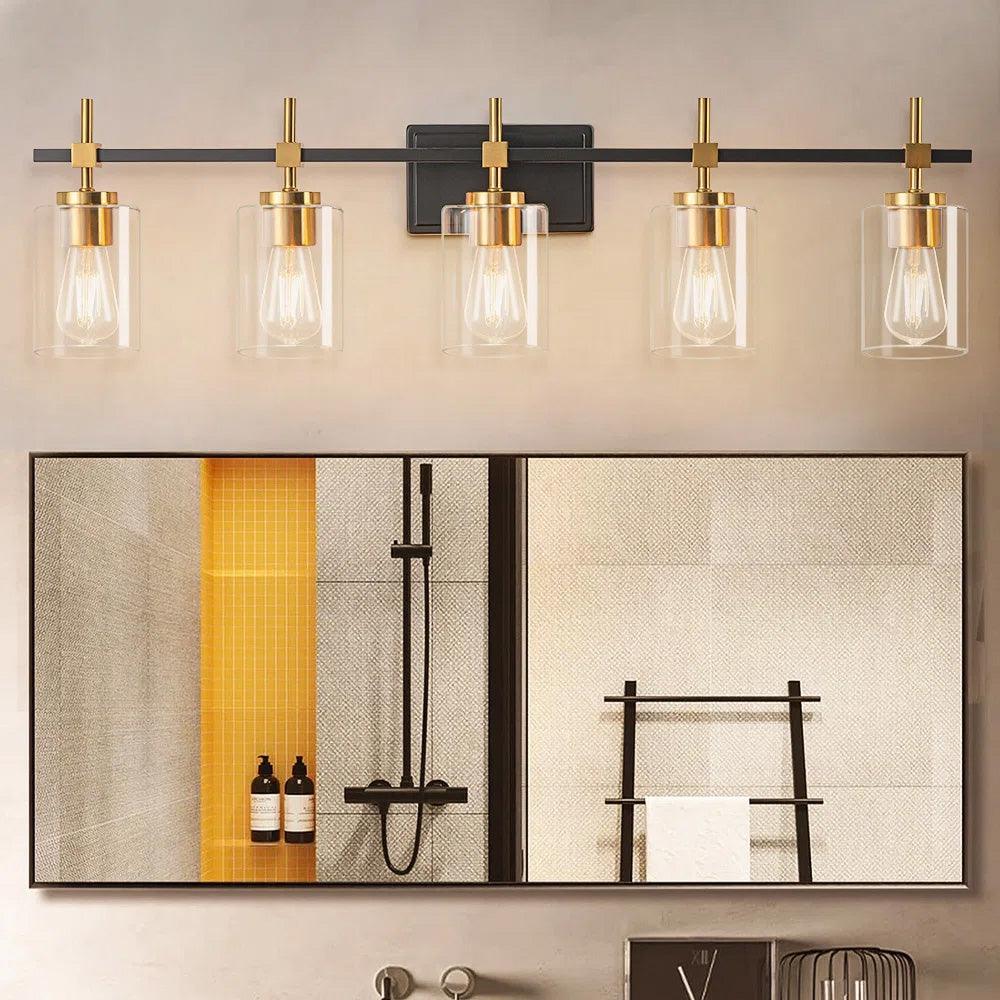 Jasper Modern Clear Glass 5-Light Bathroom Vanity Light