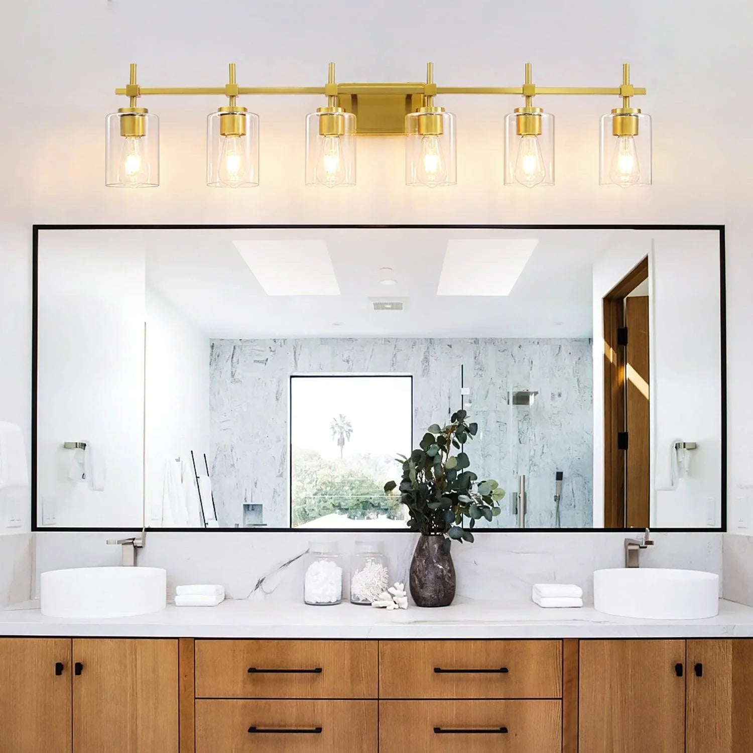 Jasper Modern Clear Glass 6-Light Bathroom Vanity Light