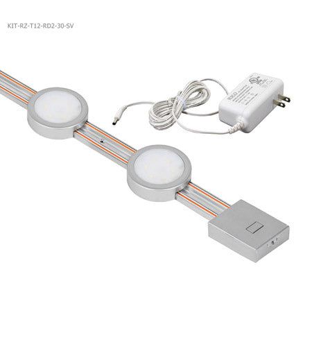 Jesco Lighting Kit-Rz-T12-Rd2-30-Sv Radianz 2-Light Dimmable Round Led Track Lighting Kit, Silver, 12&quot;